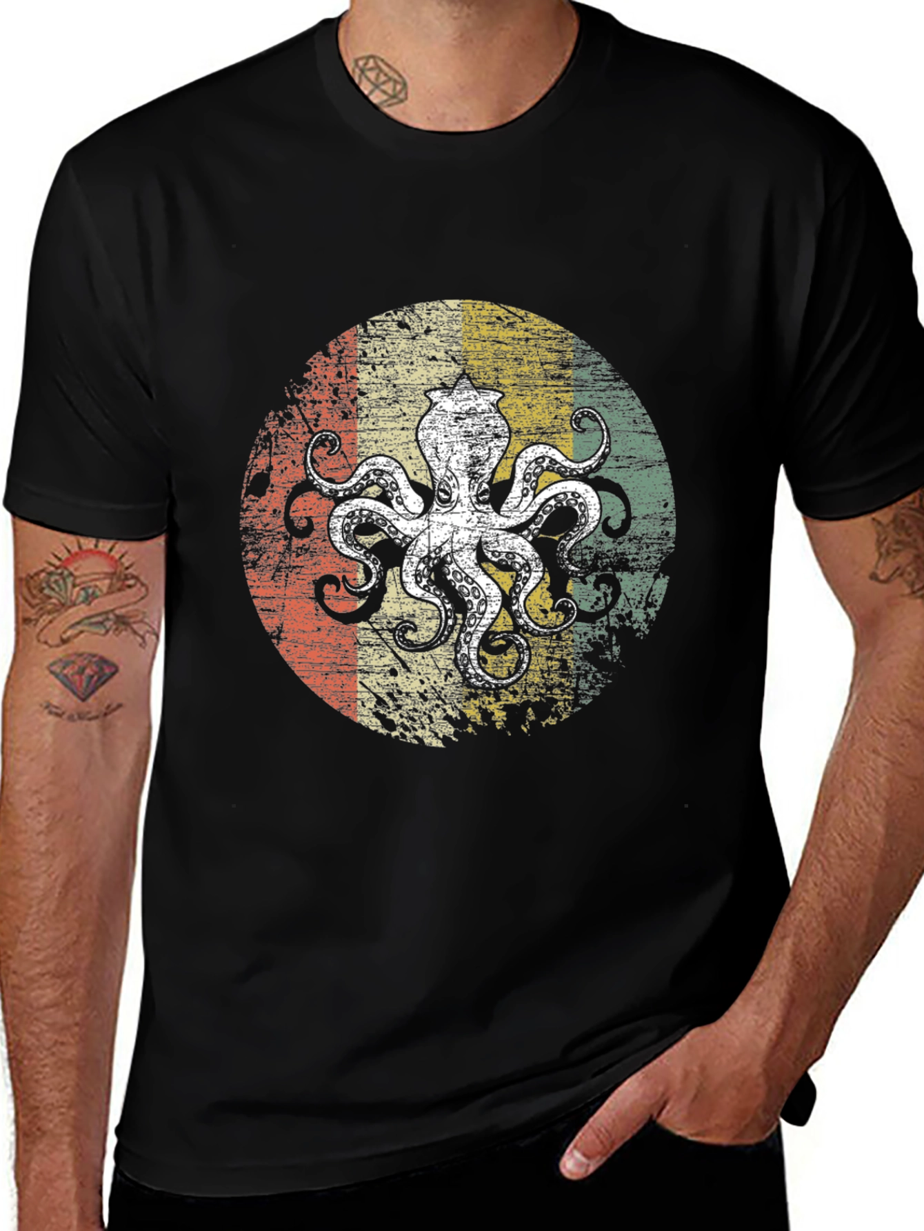 Variant 16 of Vintage Octopus Graphic T-Shirt - Retro Design