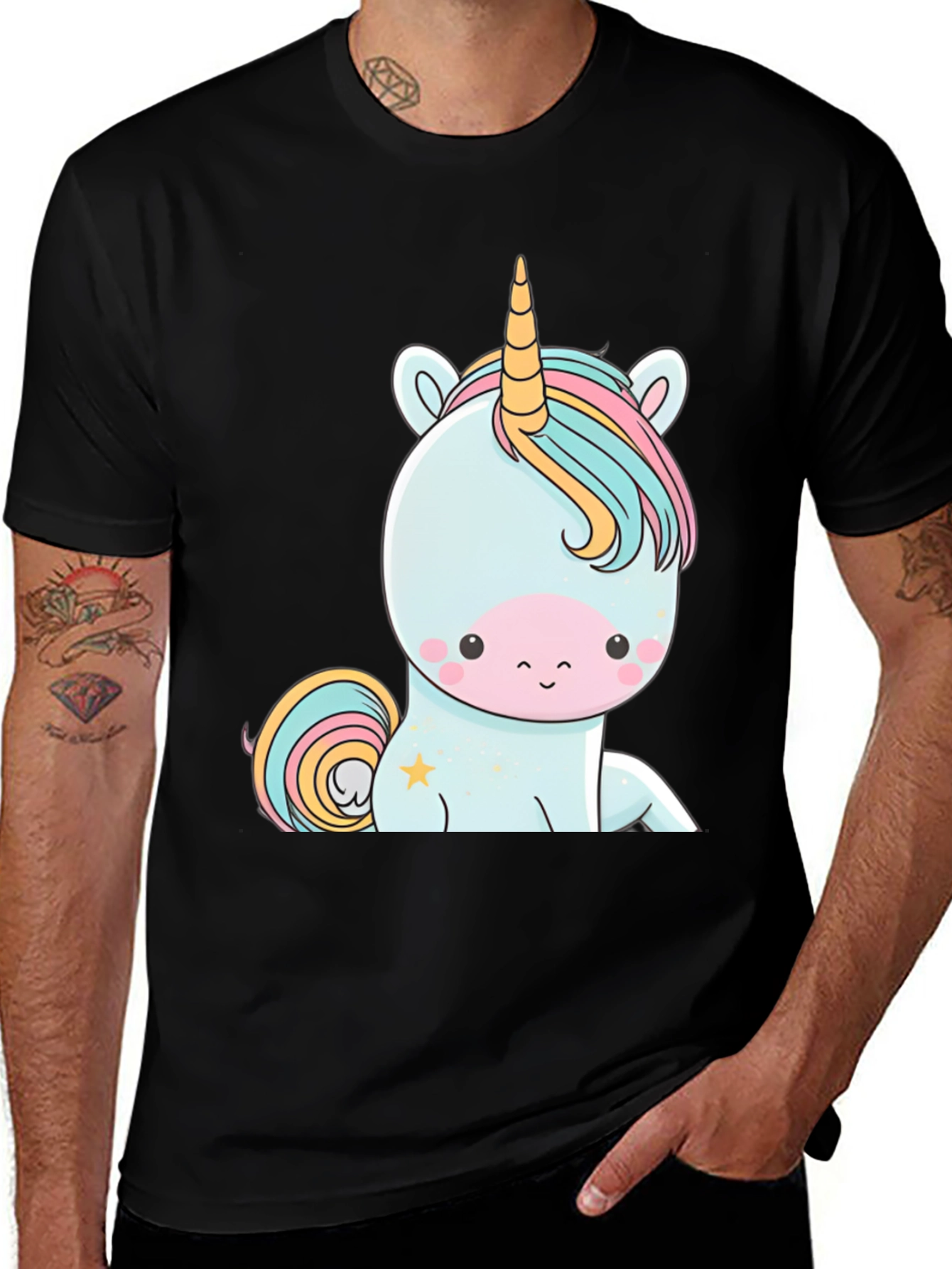 Variant 8 of Unicorn Graphic Tee - Men's Black T-Shirt