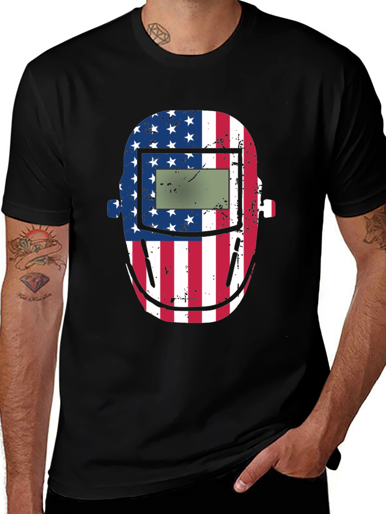 Variant 16 of American Welder's Mask Graphic Tee - Patriotic Style