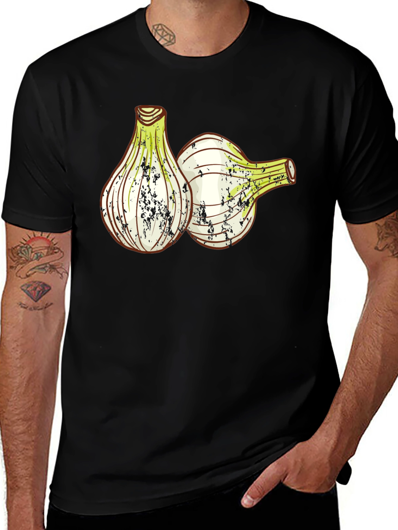 Variant 22 of Onion Graphic T-Shirt - Black Cotton Tee