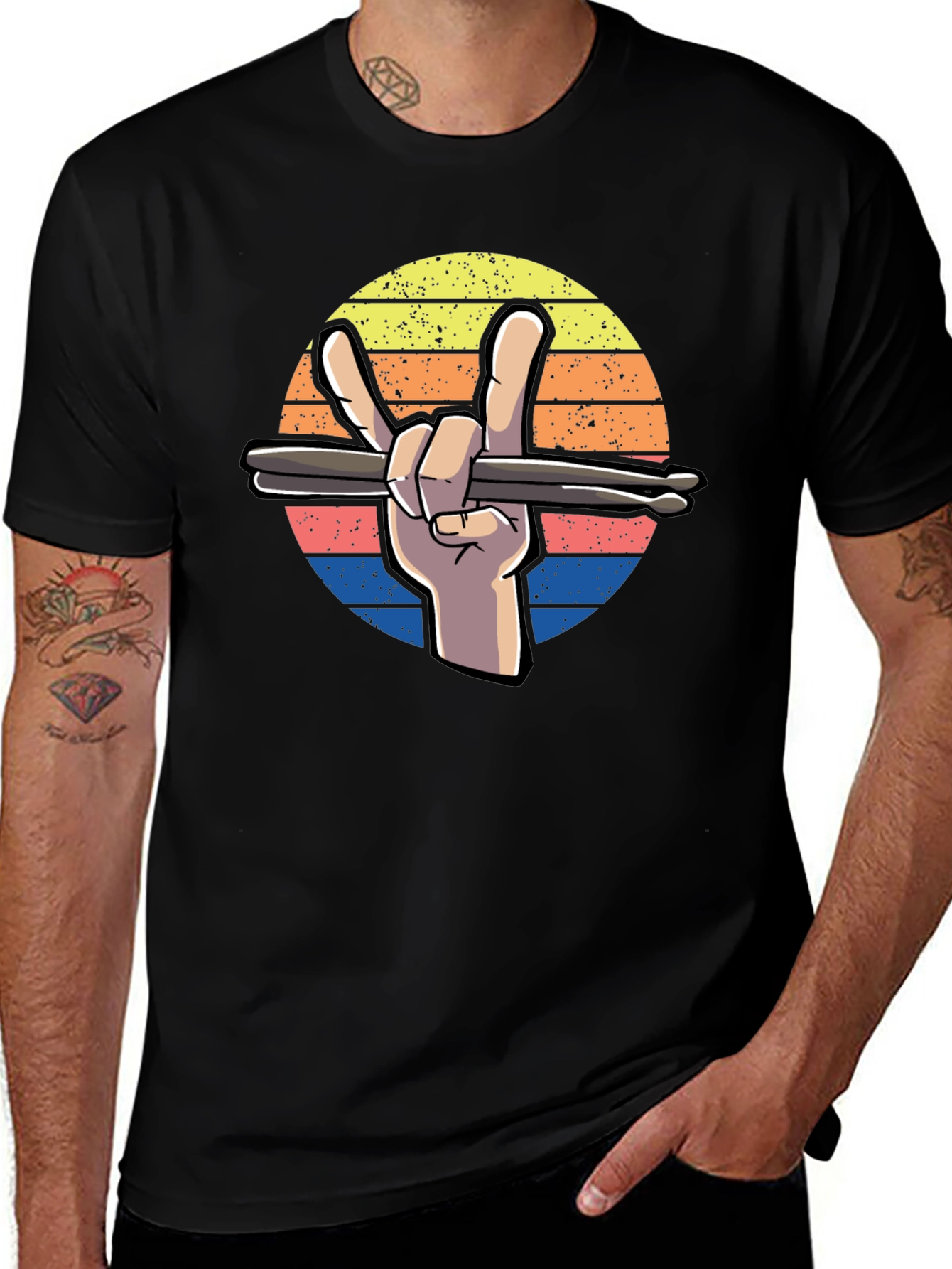 Variant 10 of Drummer Hand Rock Sunset T-Shirt