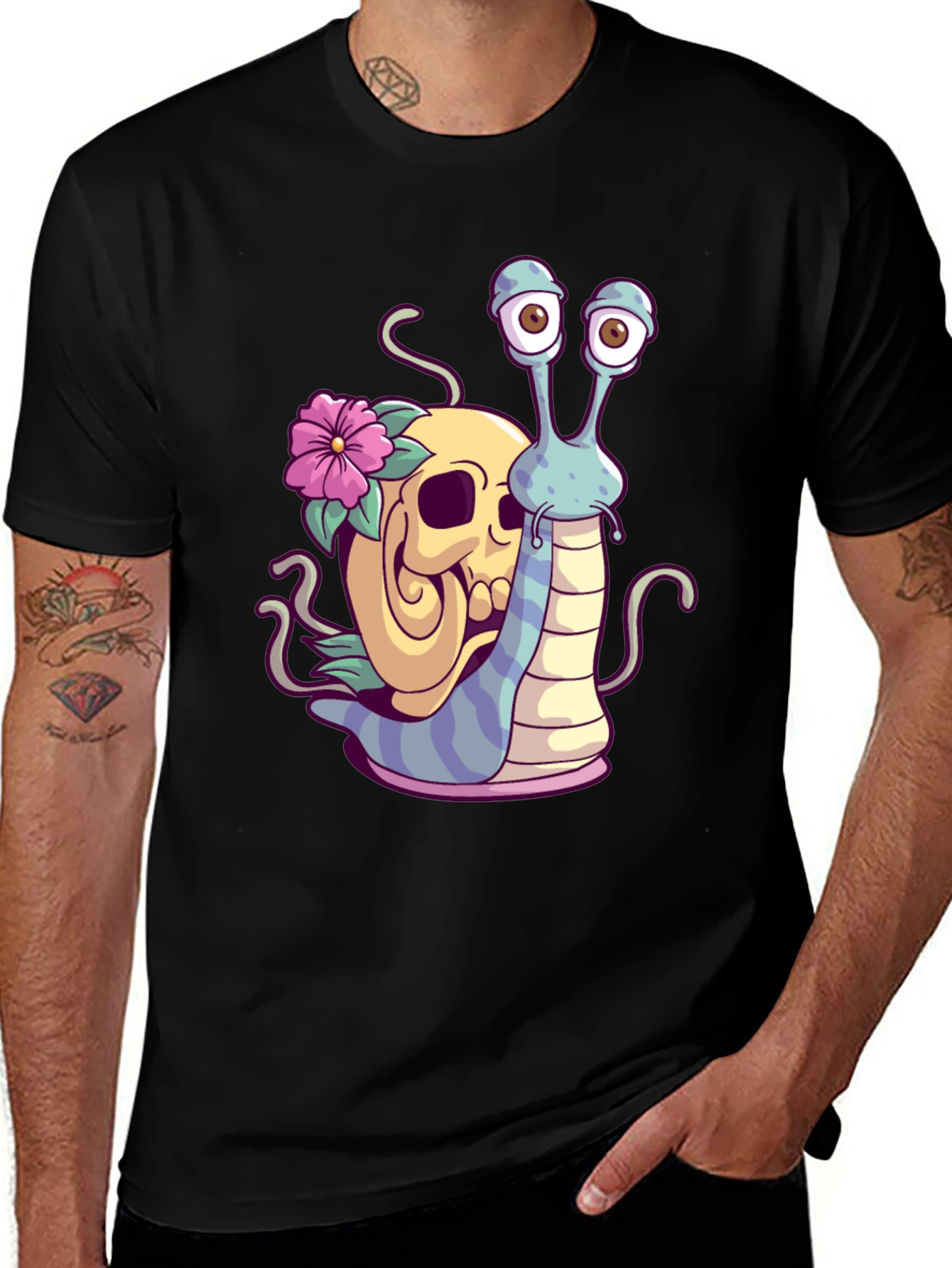 Skull Snail Graphic Tee - Unique Print T-Shirt