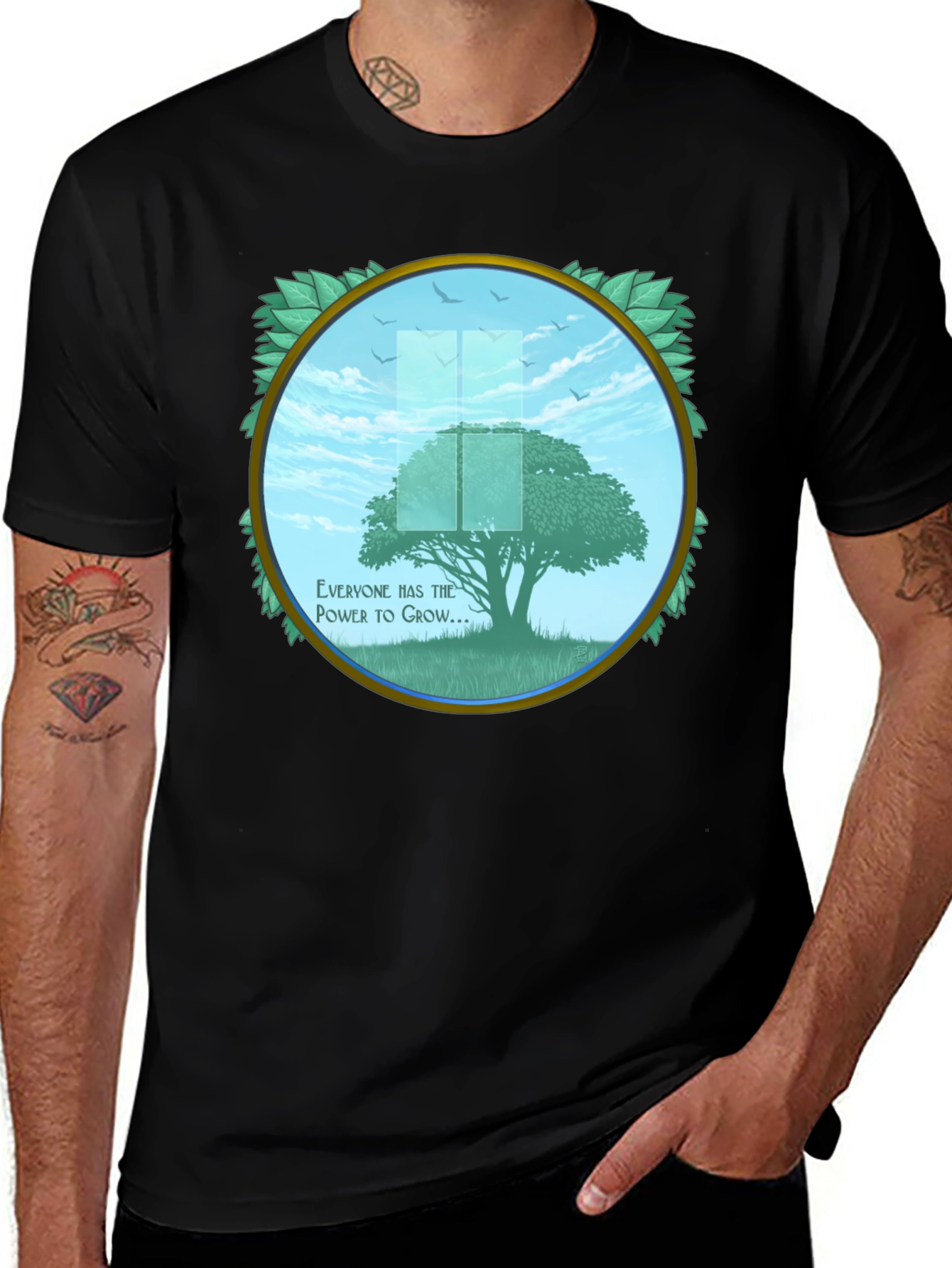 Growth Power Tree Black T-Shirt