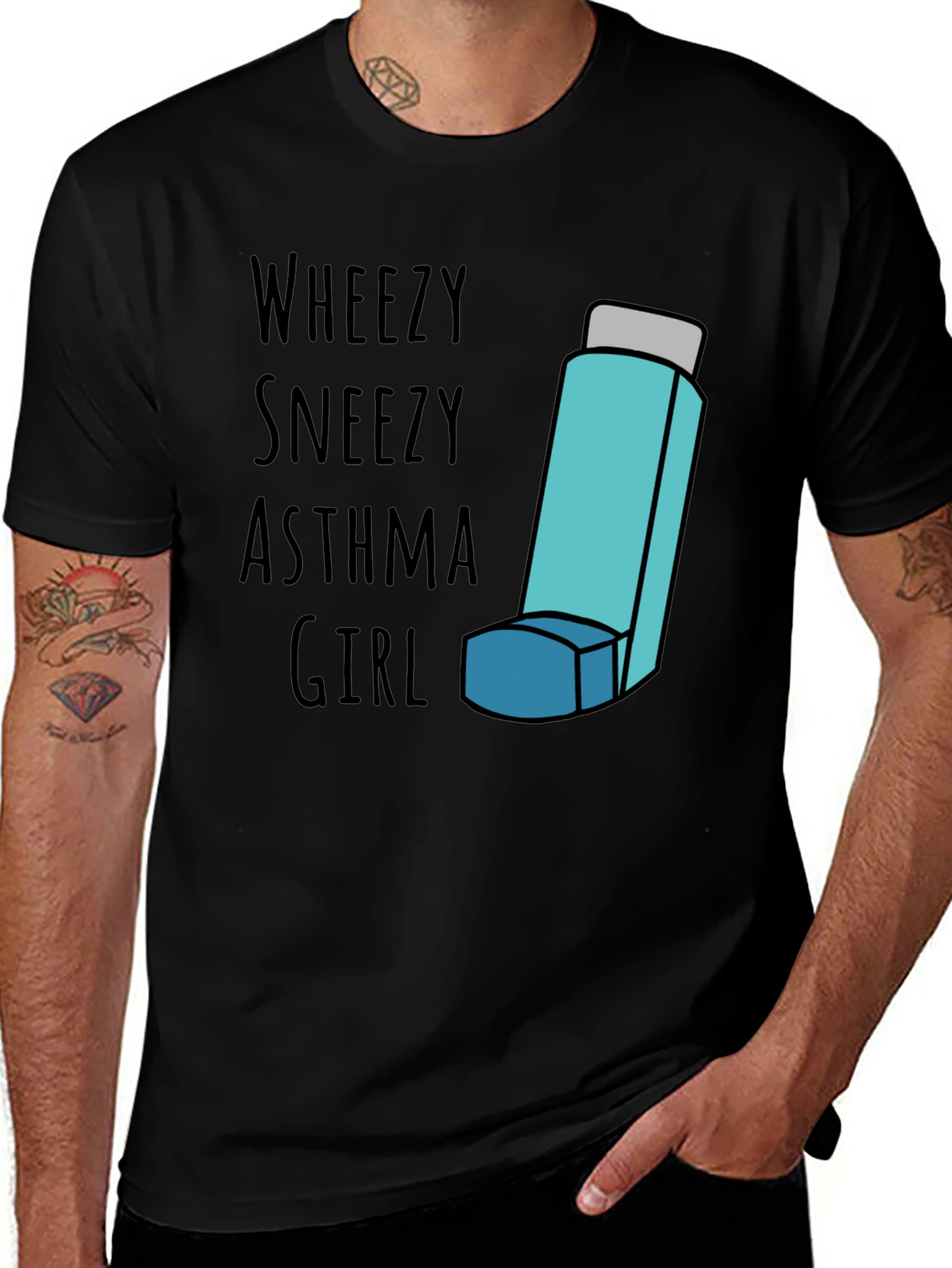 Variant 28 of Wheezy Sneezy Asthma Girl Tee - Funny Graphic T-Shirt