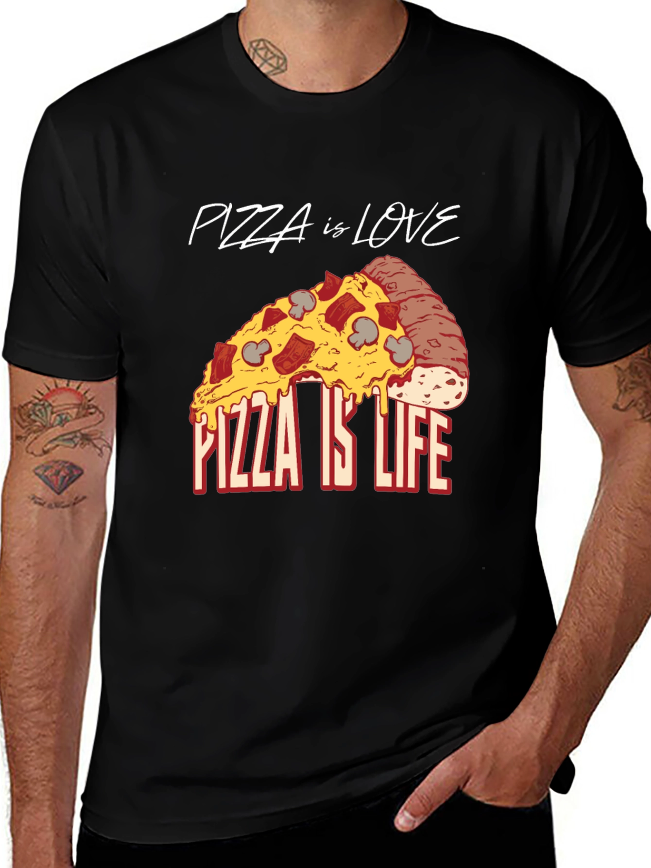 Variant 3 of Pizza is Love Pizza is Life Graphic Tee