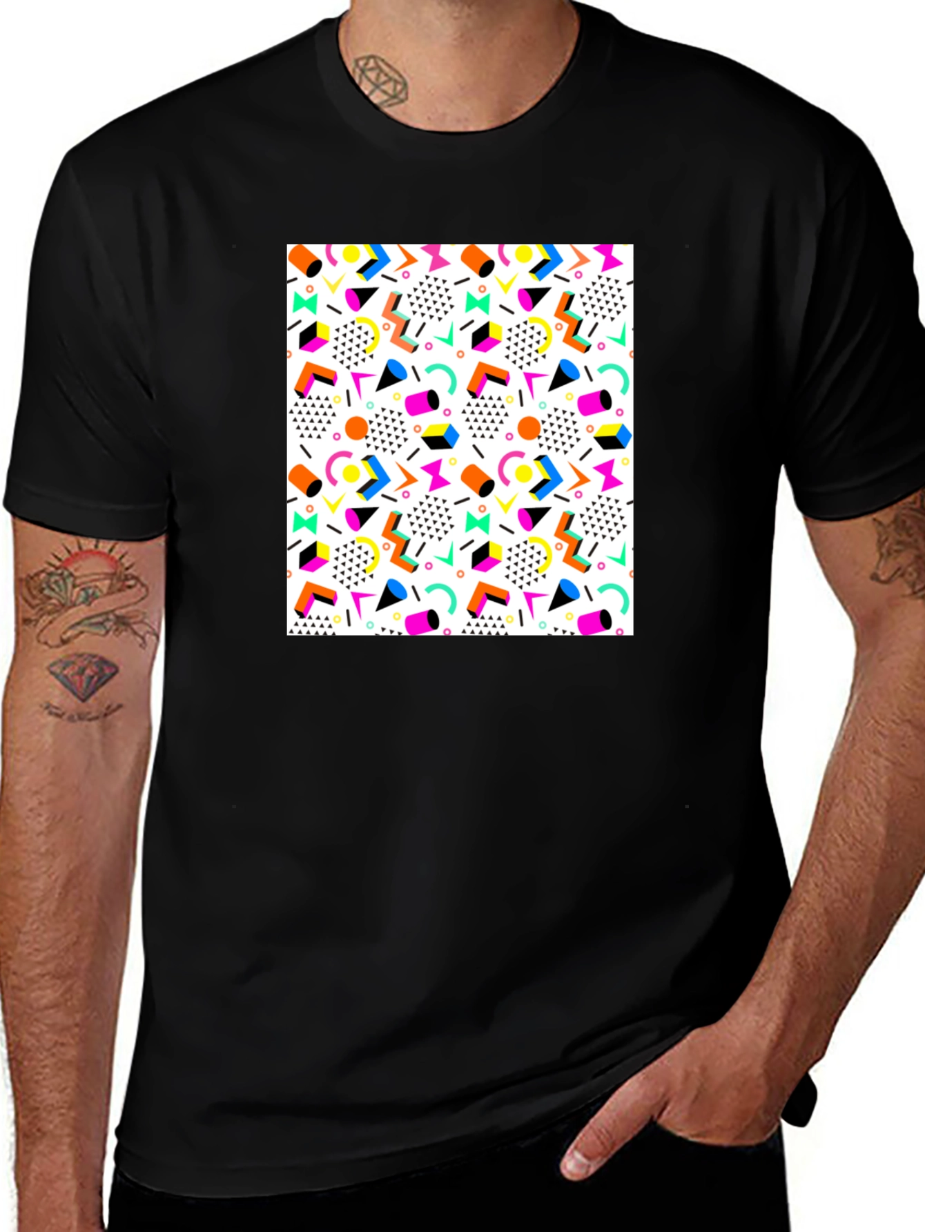 Variant 23 of Retro Pattern Black T-Shirt