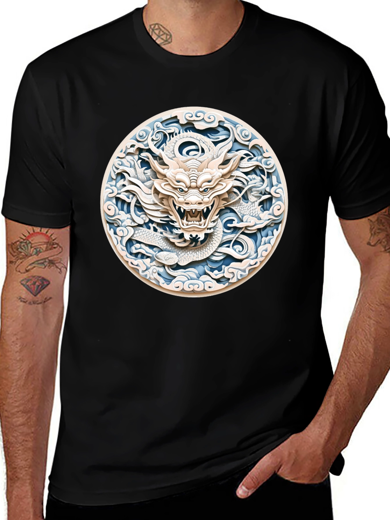Variant 12 of Dragon Graphic Tee - Stylish Black T-Shirt
