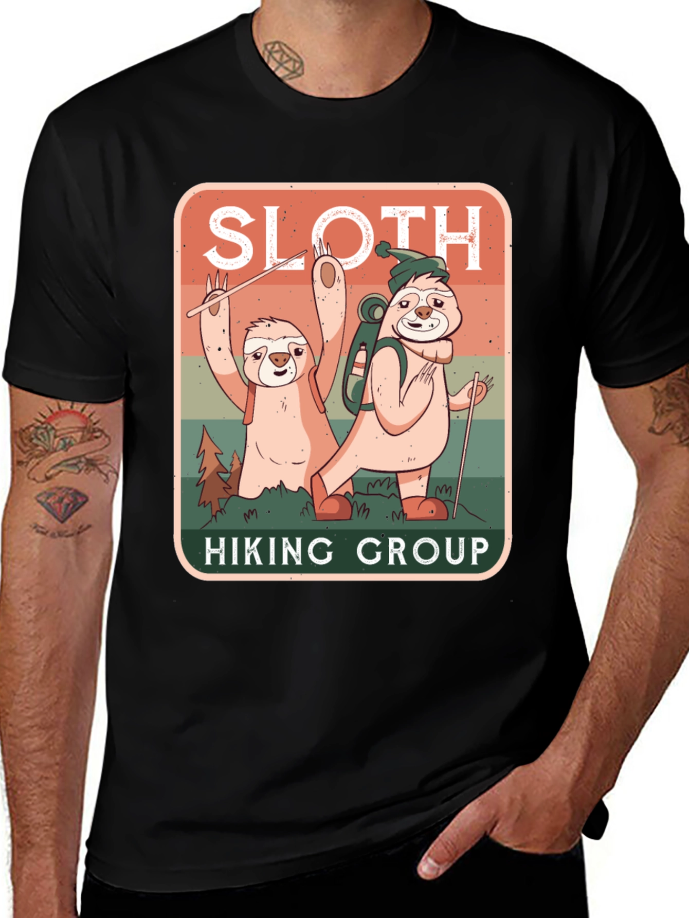 Variant 5 of Sloth Hiking Group Graphic T-Shirt