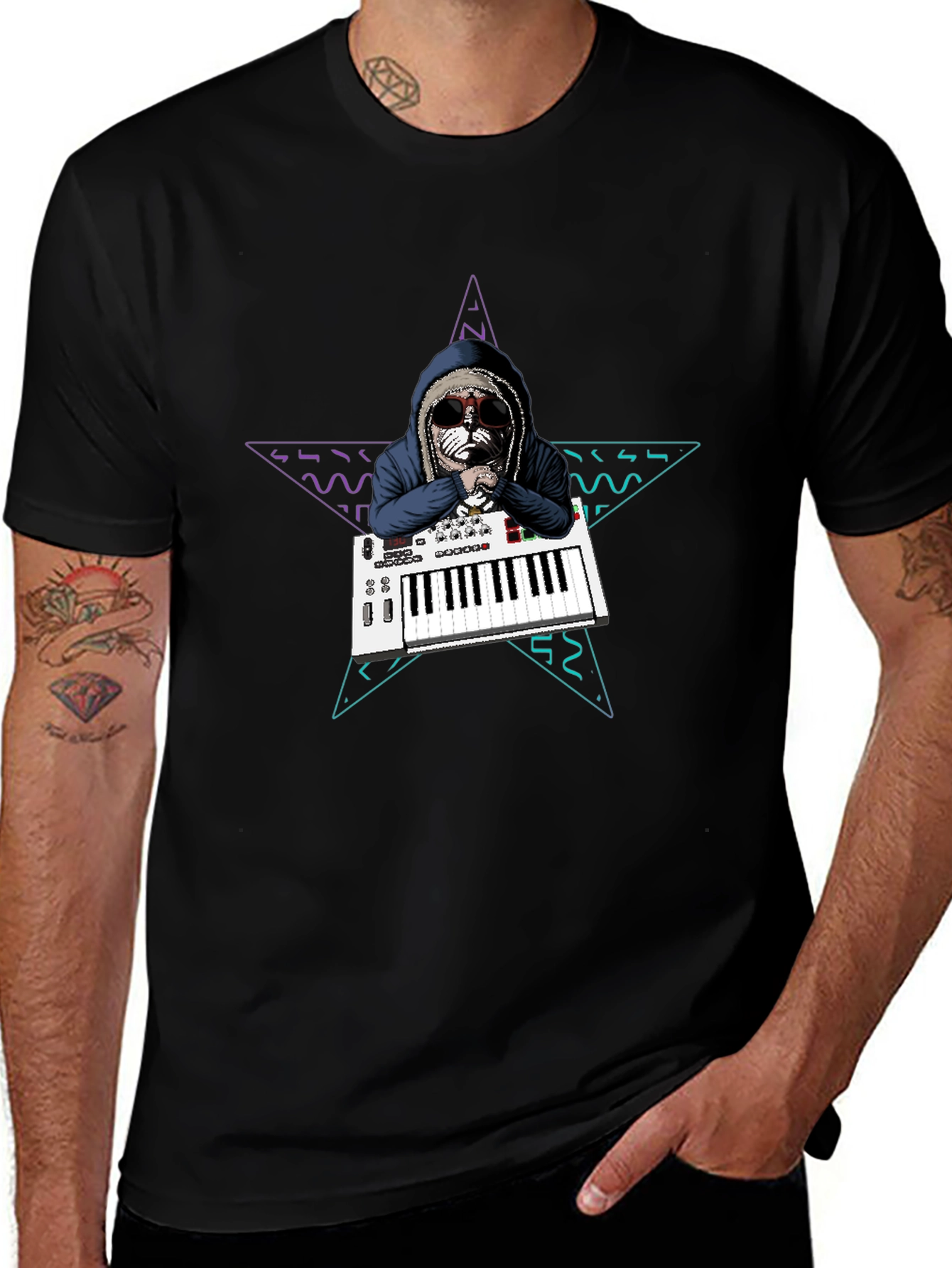 DJ Dog T-Shirt - Keyboardist Canine