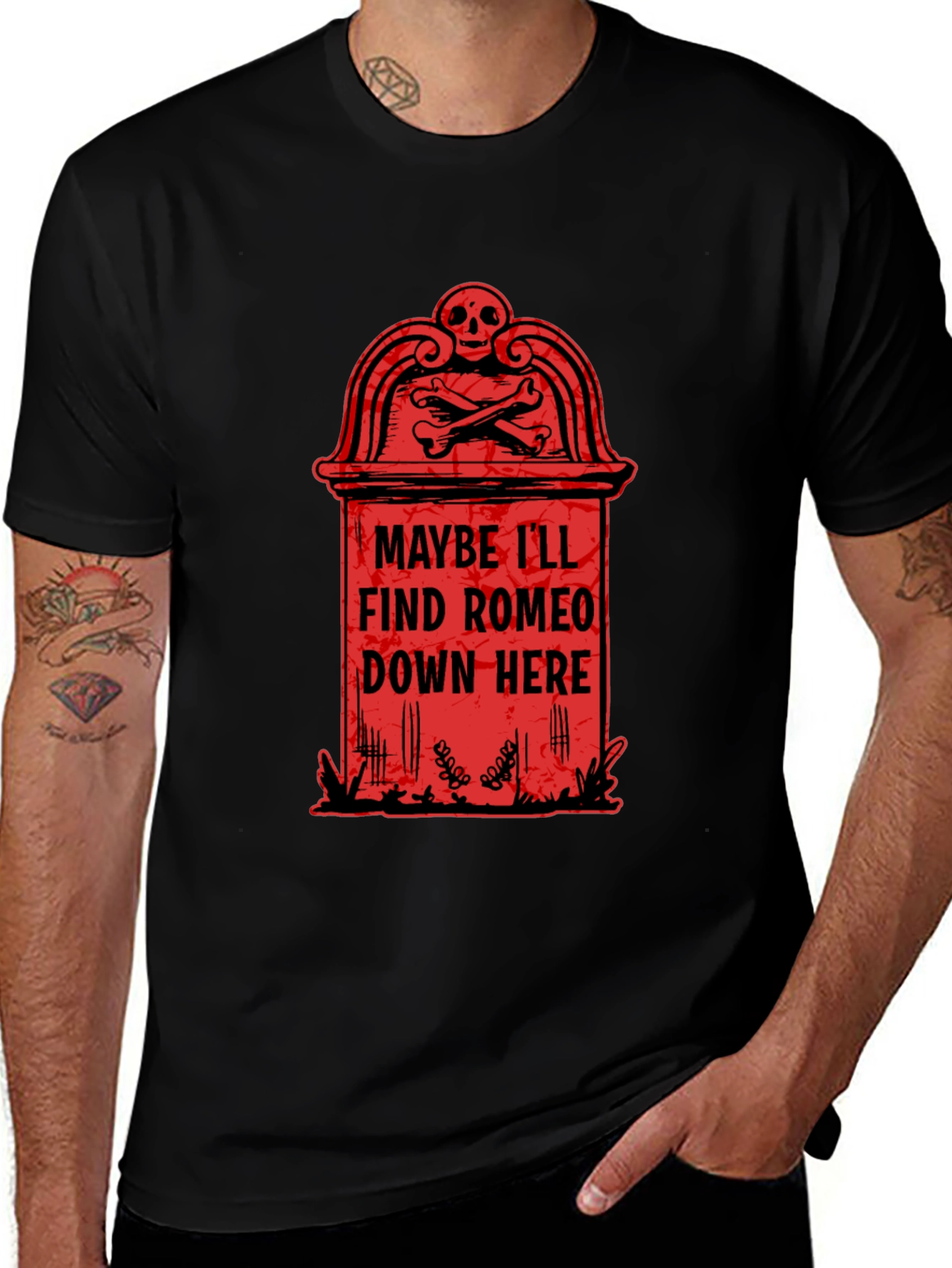 Black Romeo Tombstone Graphic T-Shirt main image