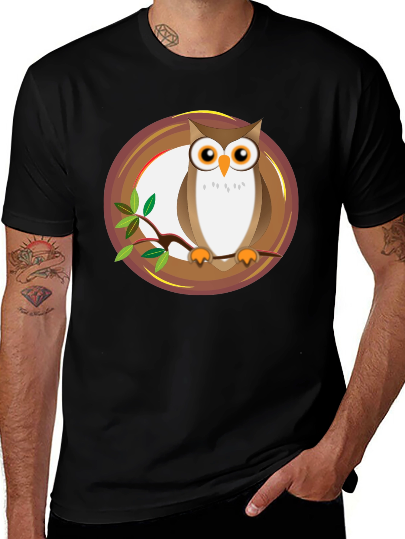 Variant 26 of Owl Graphic Black T-Shirt