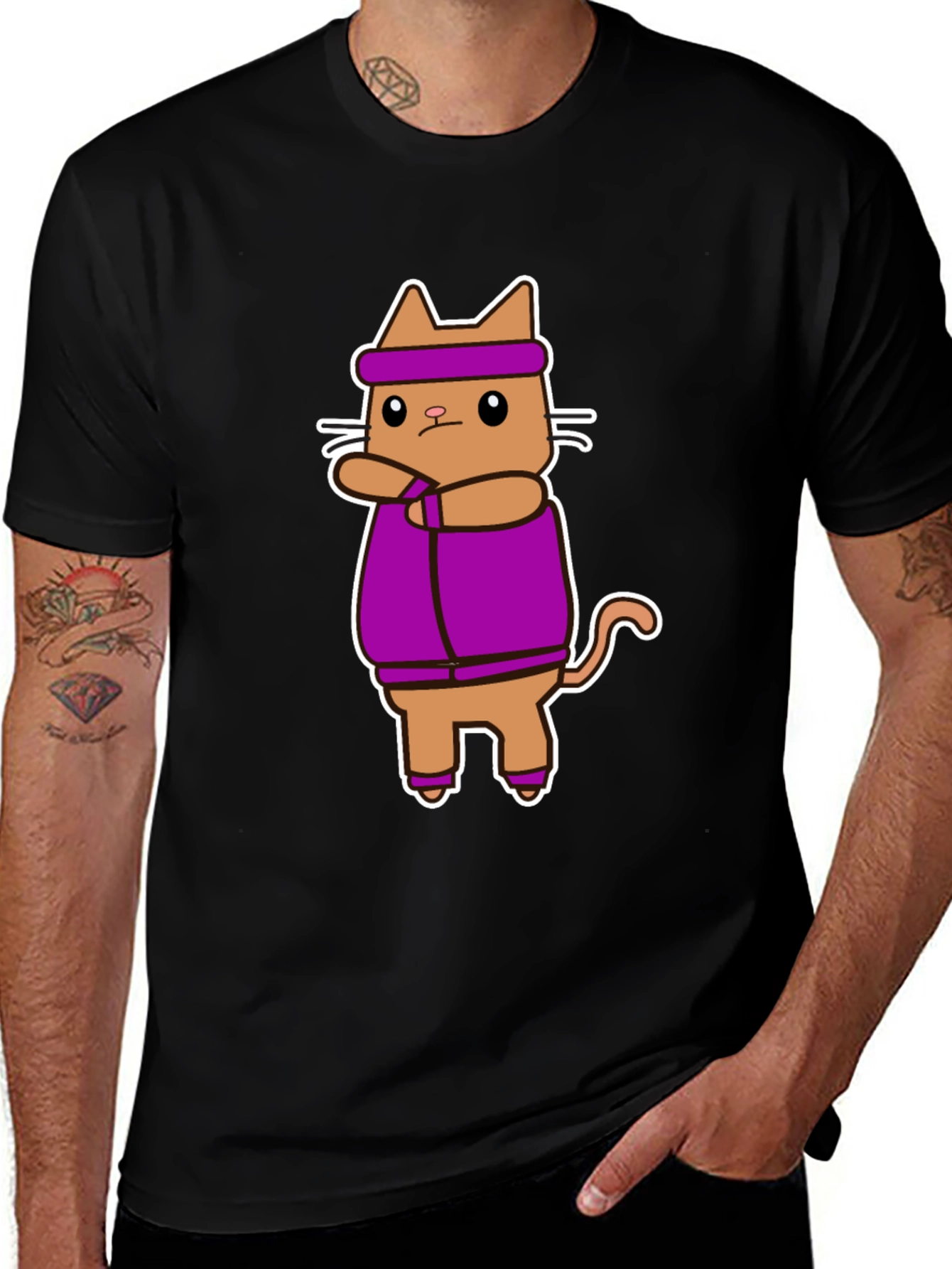 Variant 5 of Workout Cat T-Shirt - Funny Gym Apparel