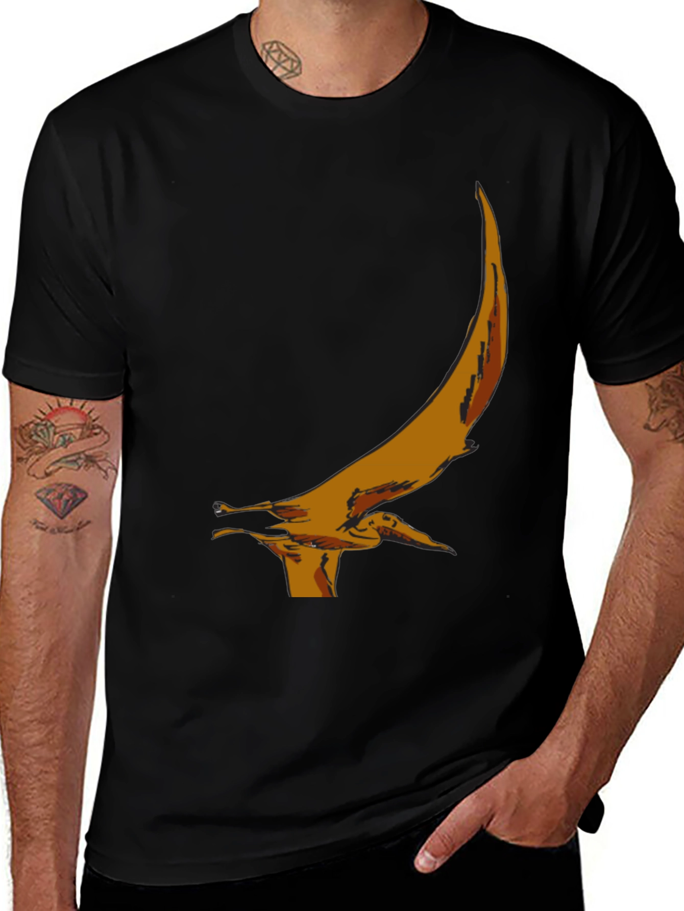 Variant 12 of Black T-Shirt with Abstract Bird Graphic