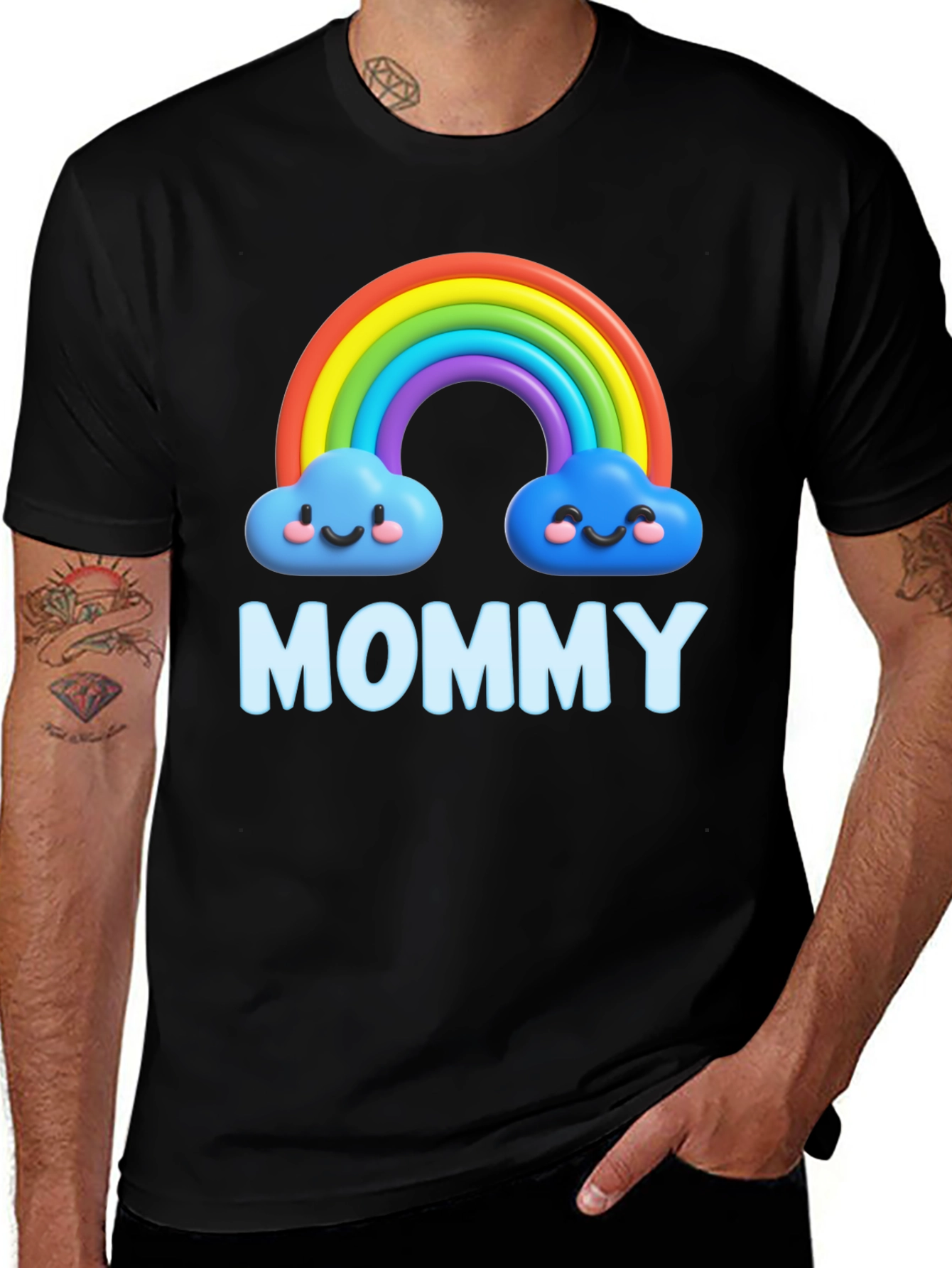 Black Rainbow Mommy Graphic T-Shirt - Cute & Comfortable! main image