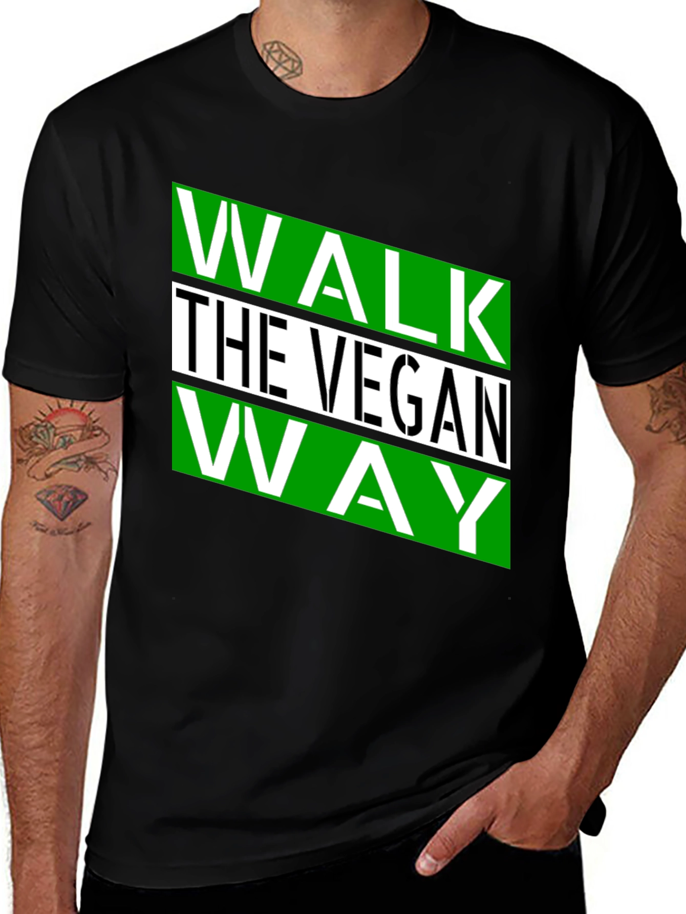 Variant 30 of Vegan Way Graphic Tee - Stylish Black T-Shirt