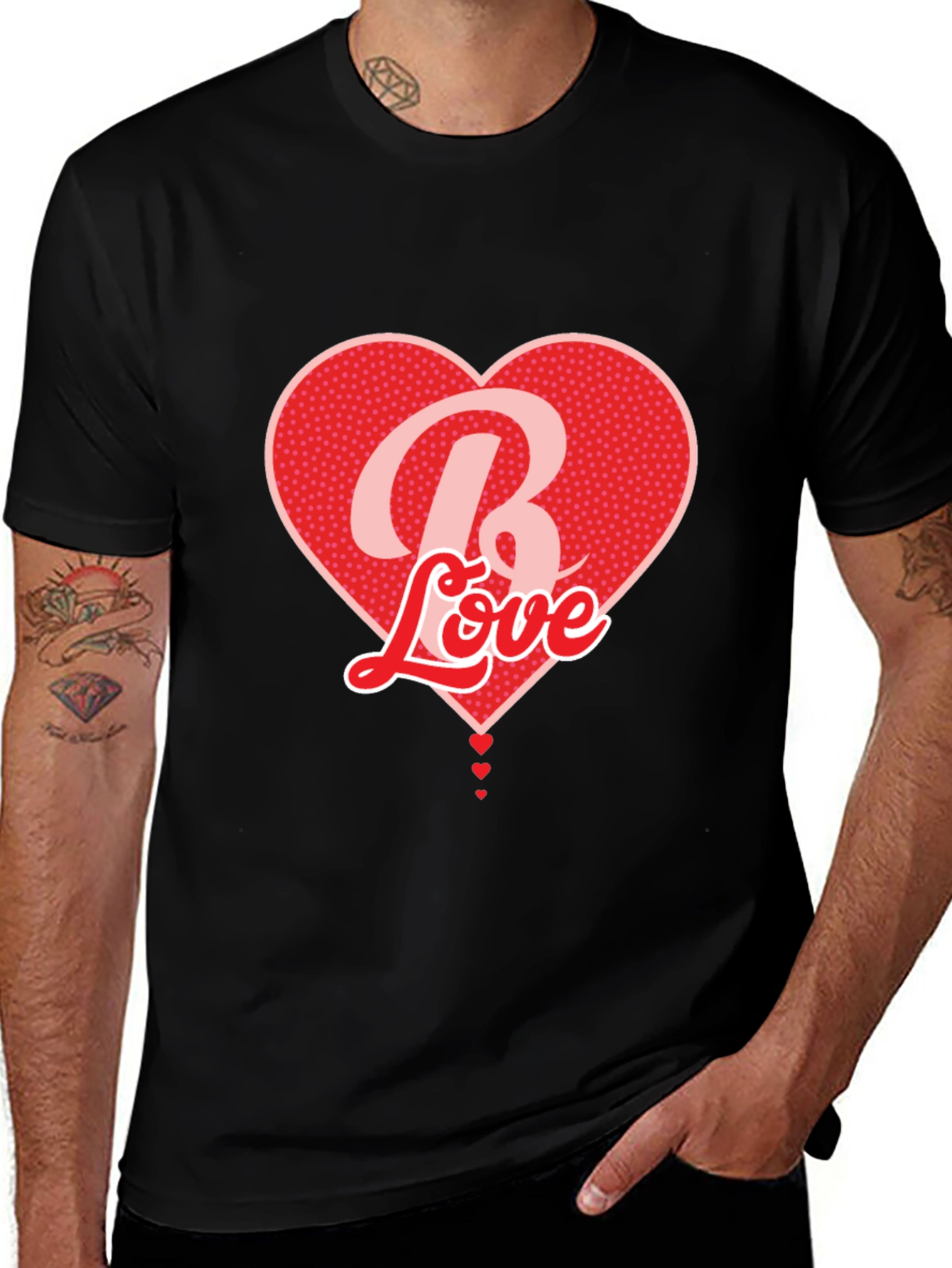 Variant 9 of B Love Heart Graphic Tee - Men's Black T-Shirt
