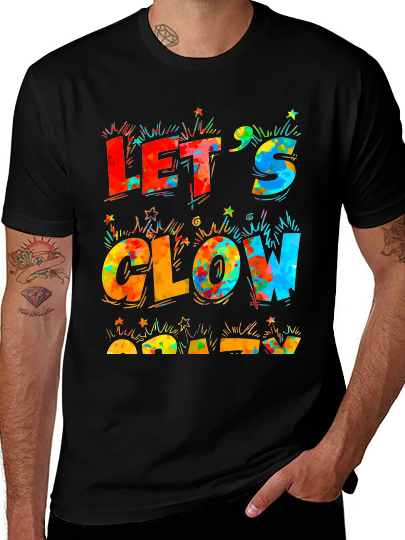 Let's Glow Crazy Black T-Shirt
