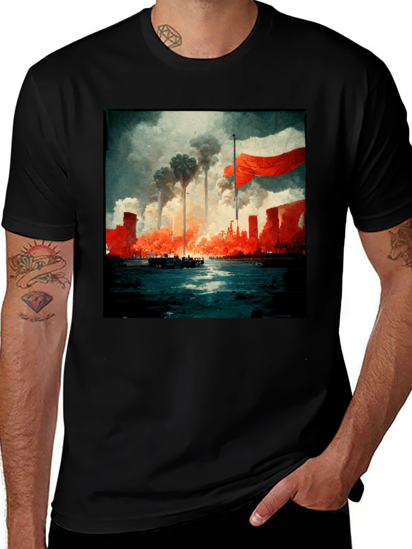 Variant 25 of Industrial Inferno Graphic Tee - Black