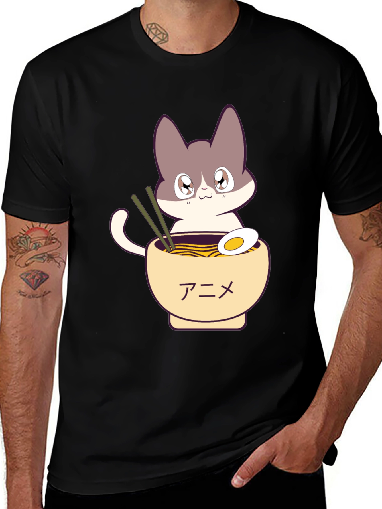 Variant 11 of Anime Cat Ramen T-Shirt - Unique Graphic Tee