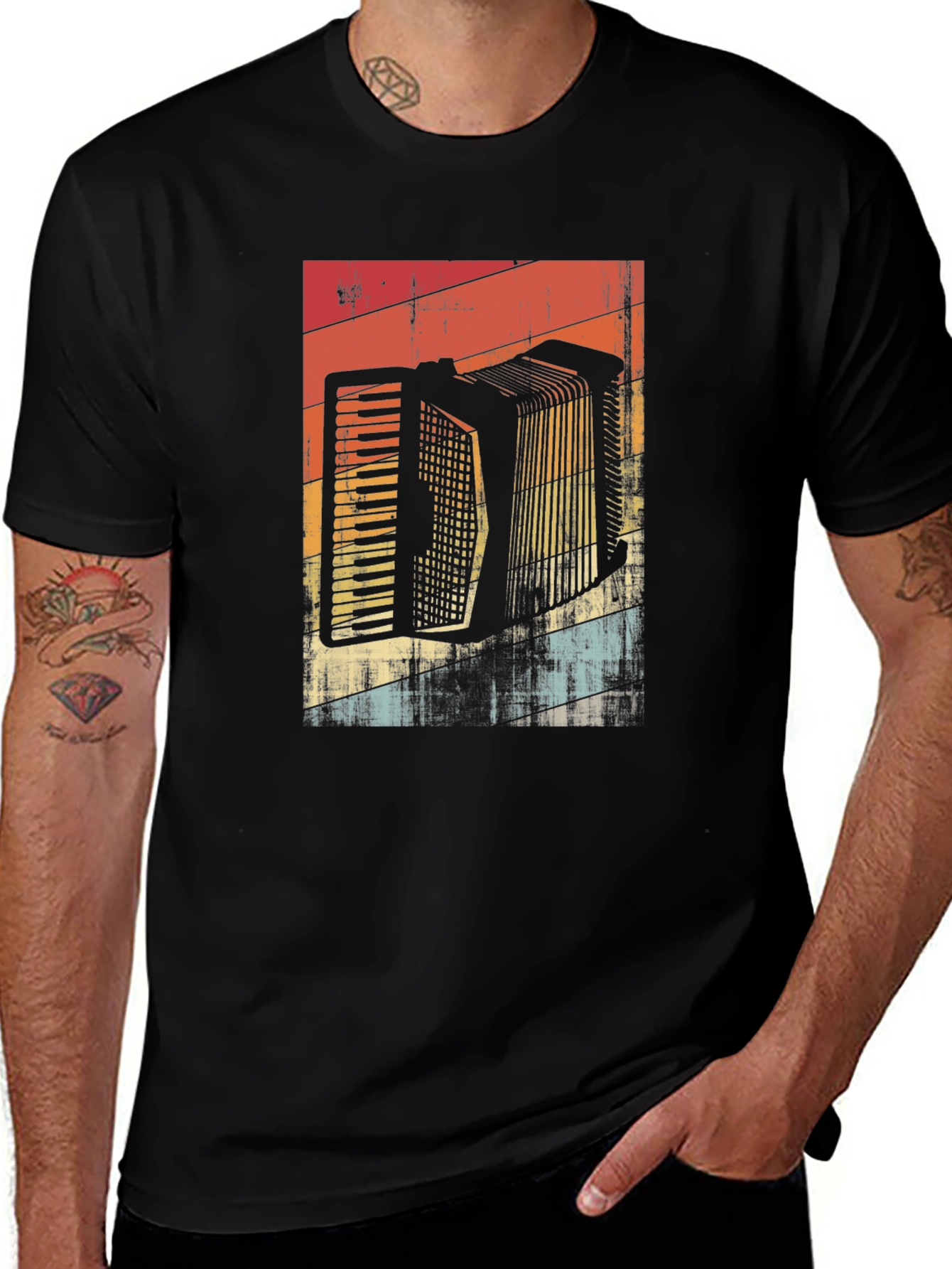 Variant 29 of Retro Accordion Graphic Tee - Black