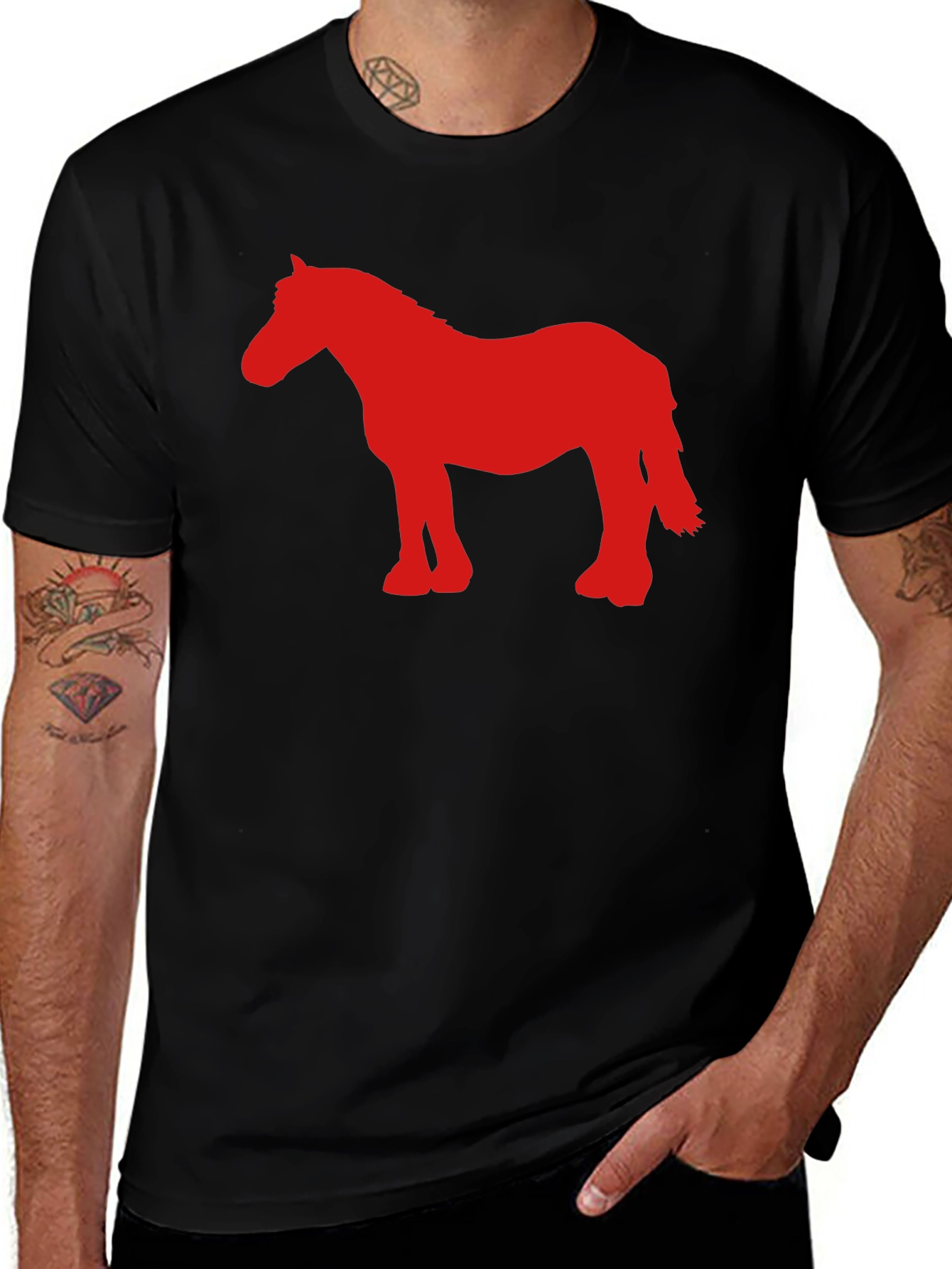 Variant 13 of Horse Graphic Tee - Men's Black T-Shirt