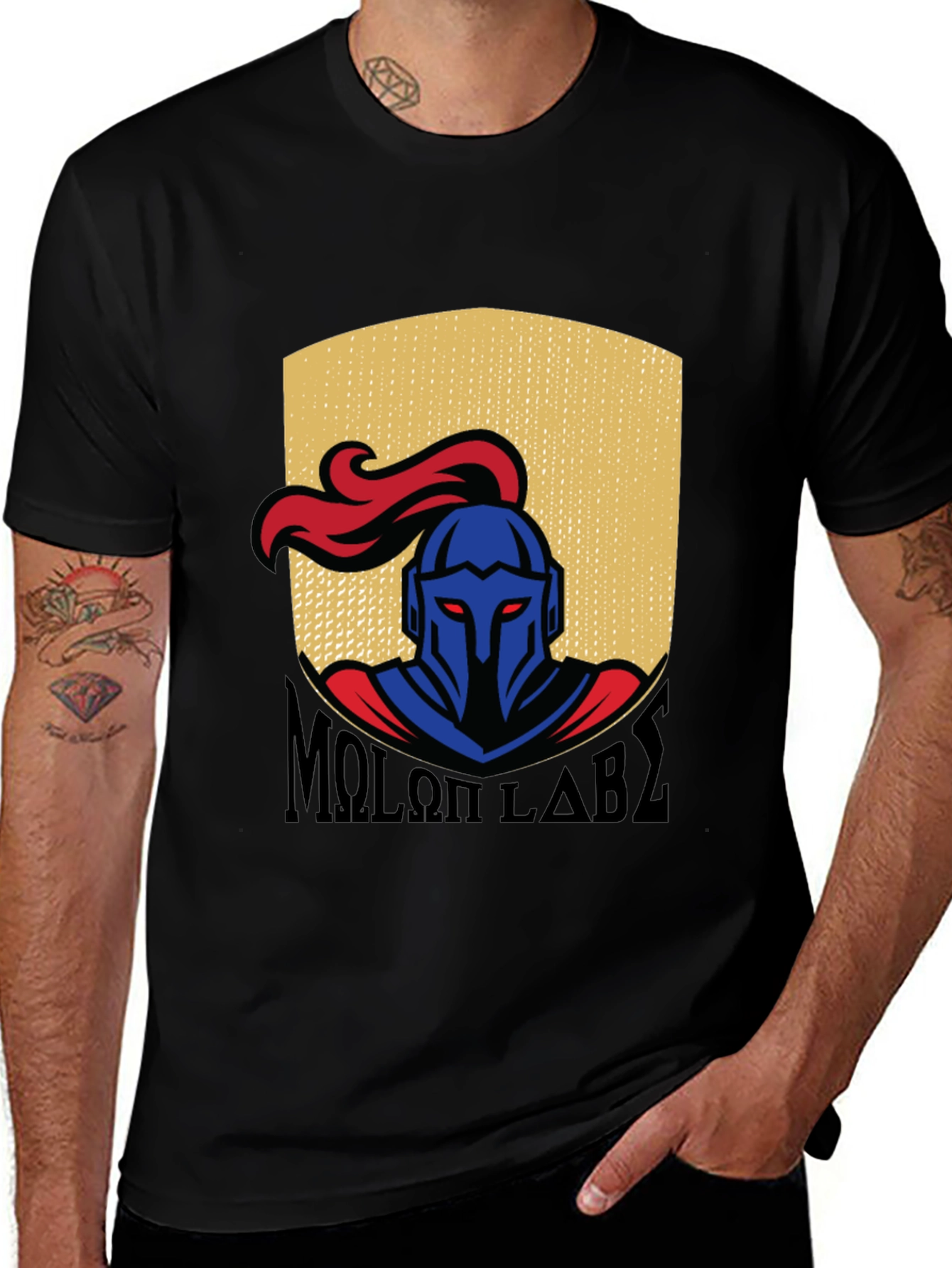 Variant 12 of Molon Labe Spartan Shield Graphic T-Shirt