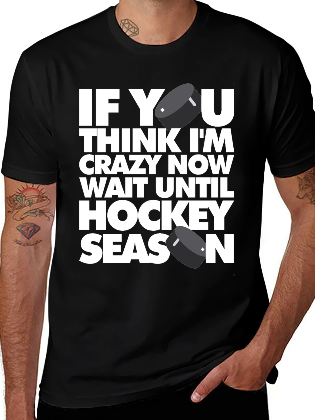 Variant 10 of Hockey Season Graphic Tee - Men's Black T-Shirt
