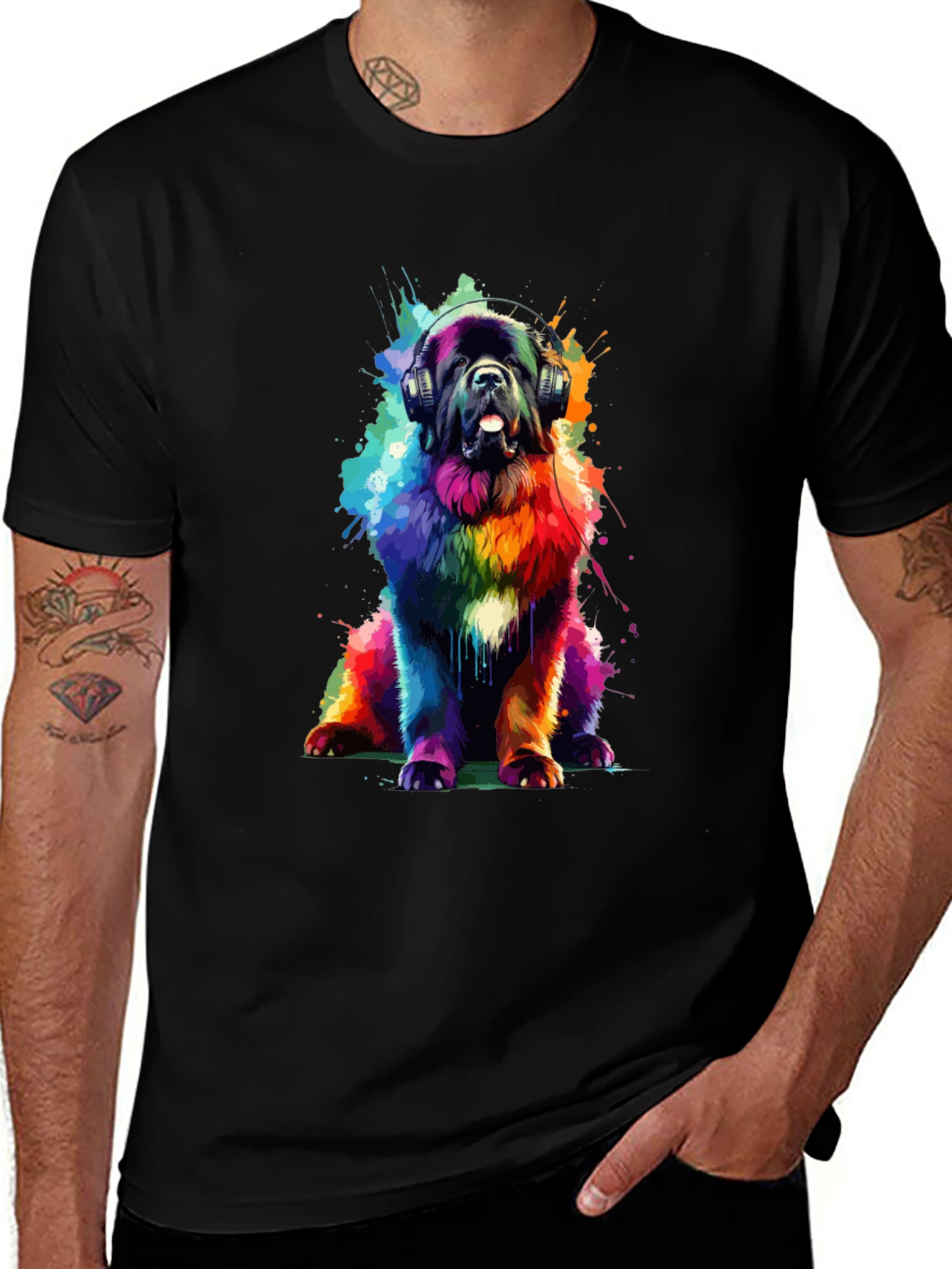 Variant 16 of Rainbow Dog Headphones Graphic T-Shirt