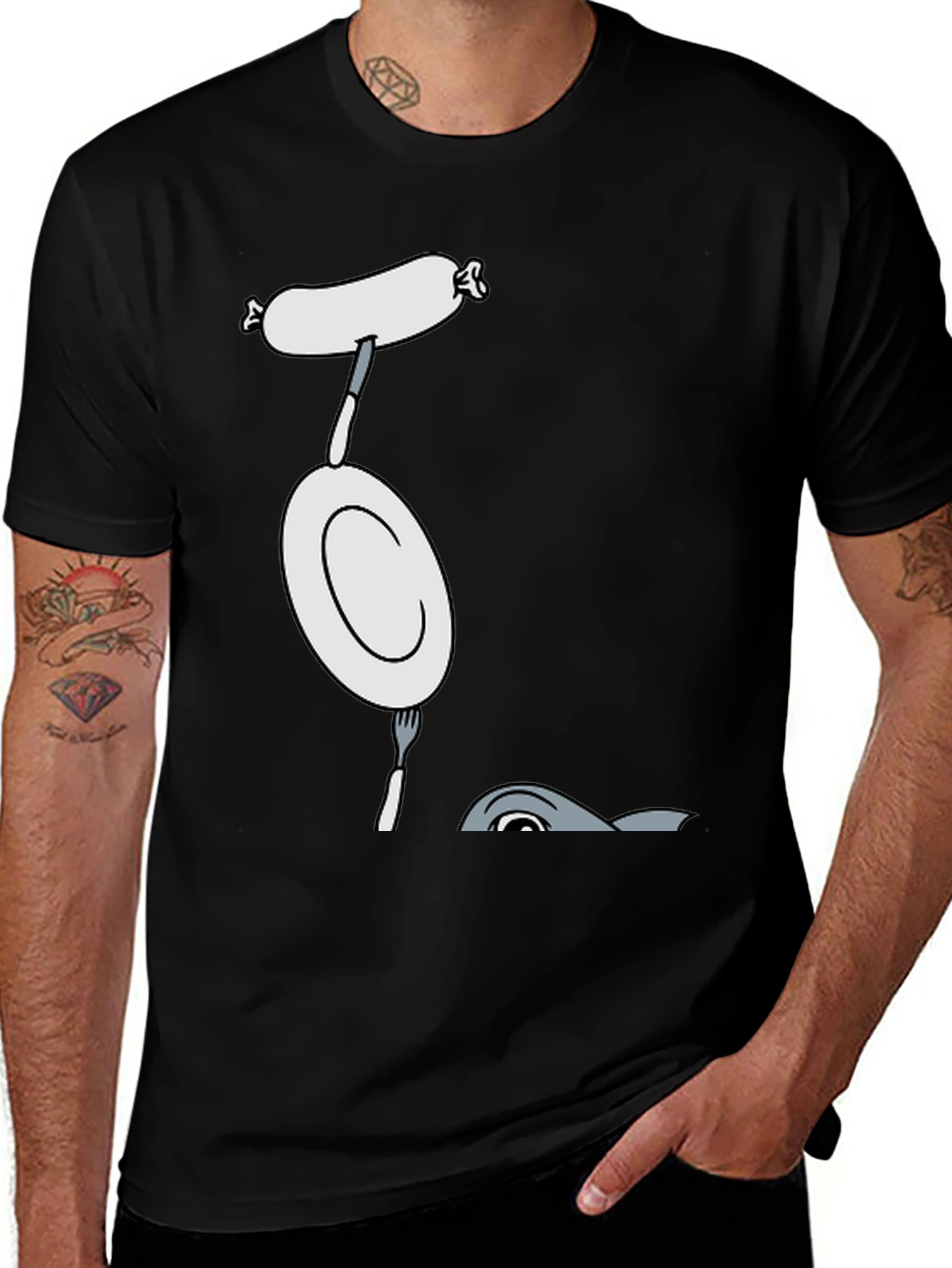 Variant 6 of Funny Sausage and Plate Graphic T-Shirt