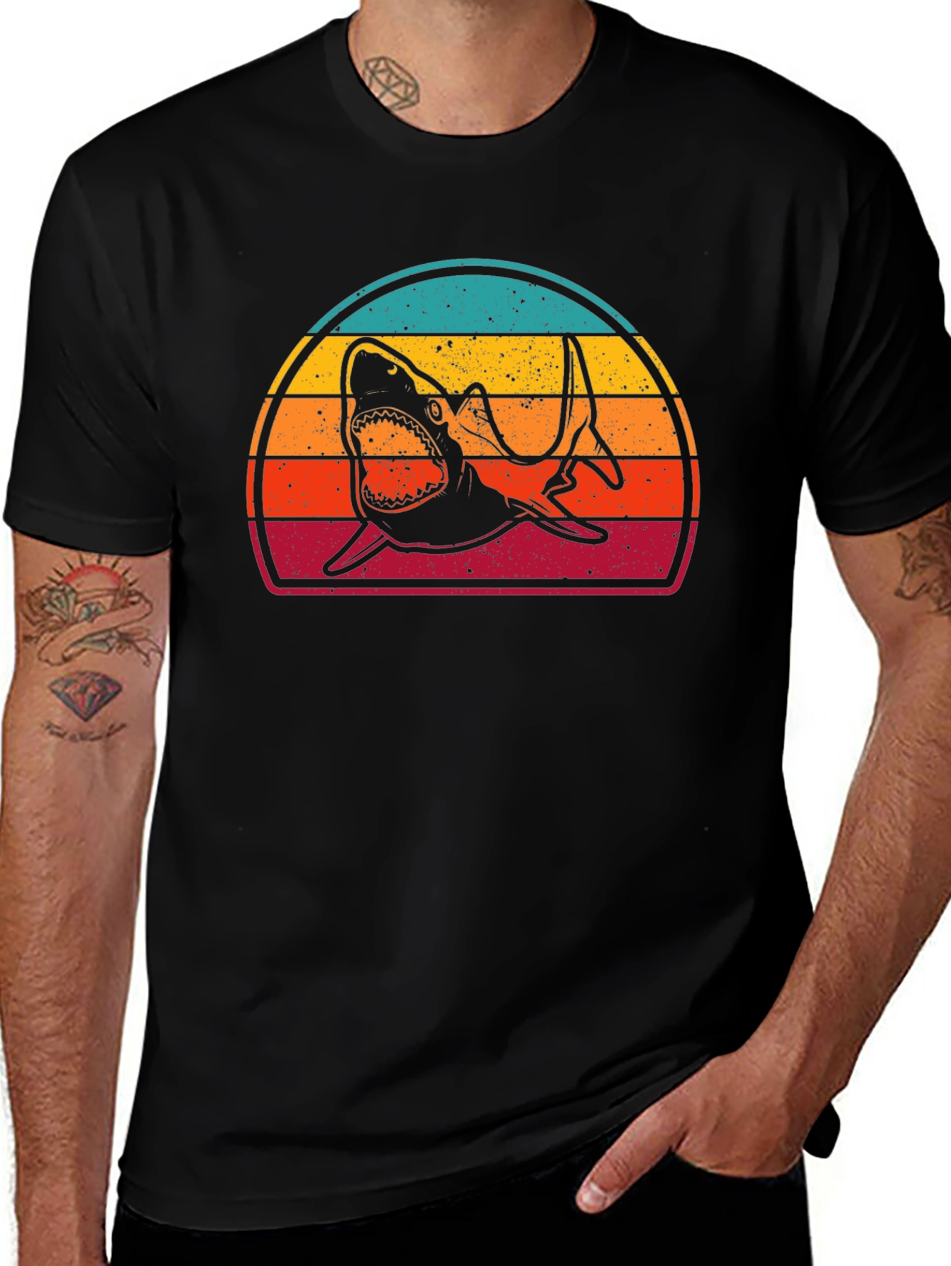 Variant 23 of Vintage Shark Sunset Graphic Tee