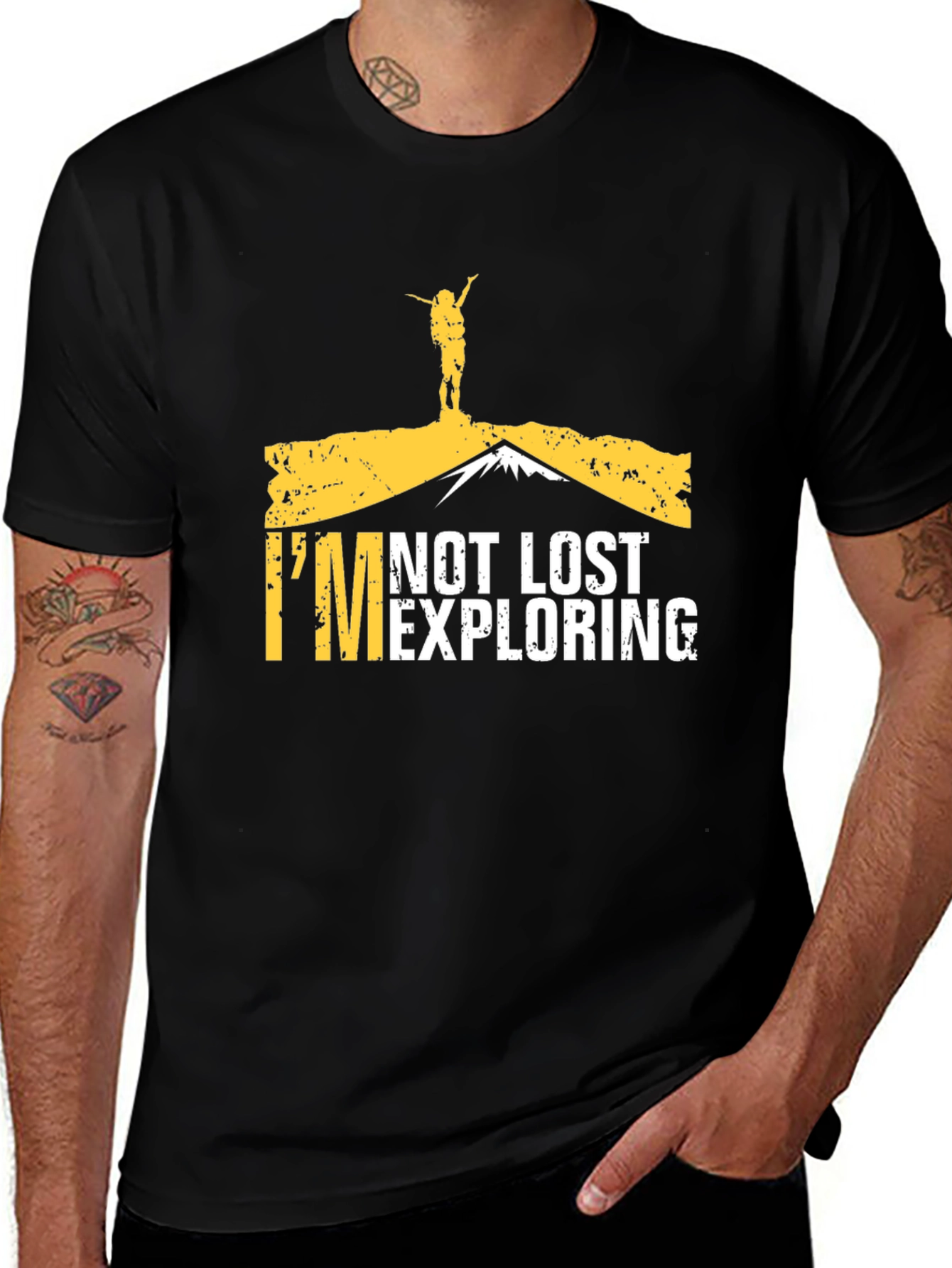 Variant 17 of I'm Not Lost, I'm Exploring Graphic Tee - Black