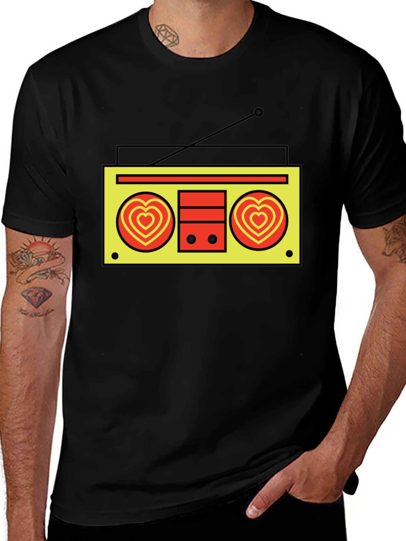 Black Retro Radio Heart T-Shirt - Black main image