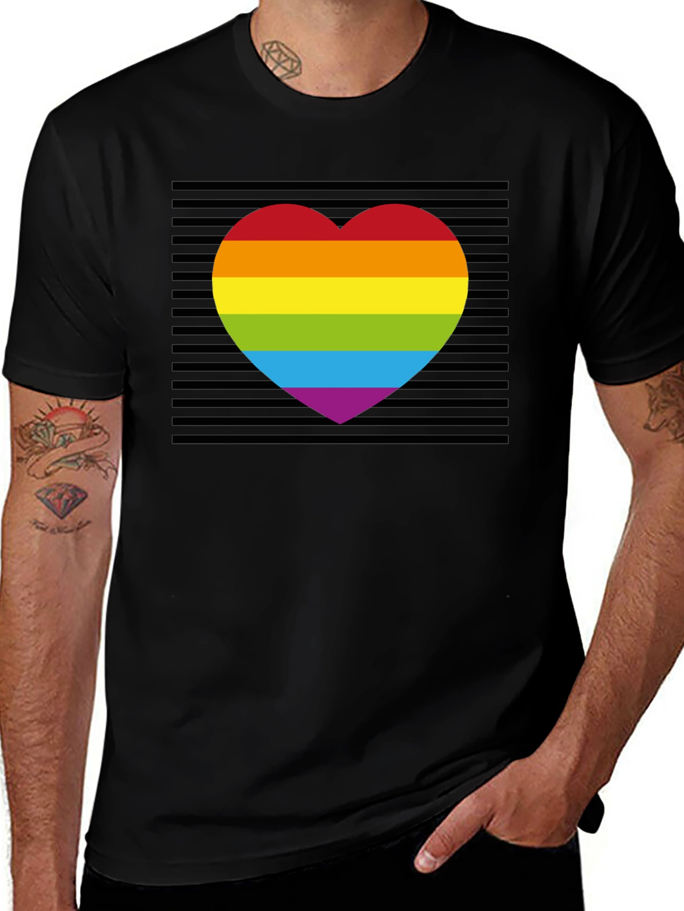 Variant 8 of Rainbow Heart Pride T-Shirt