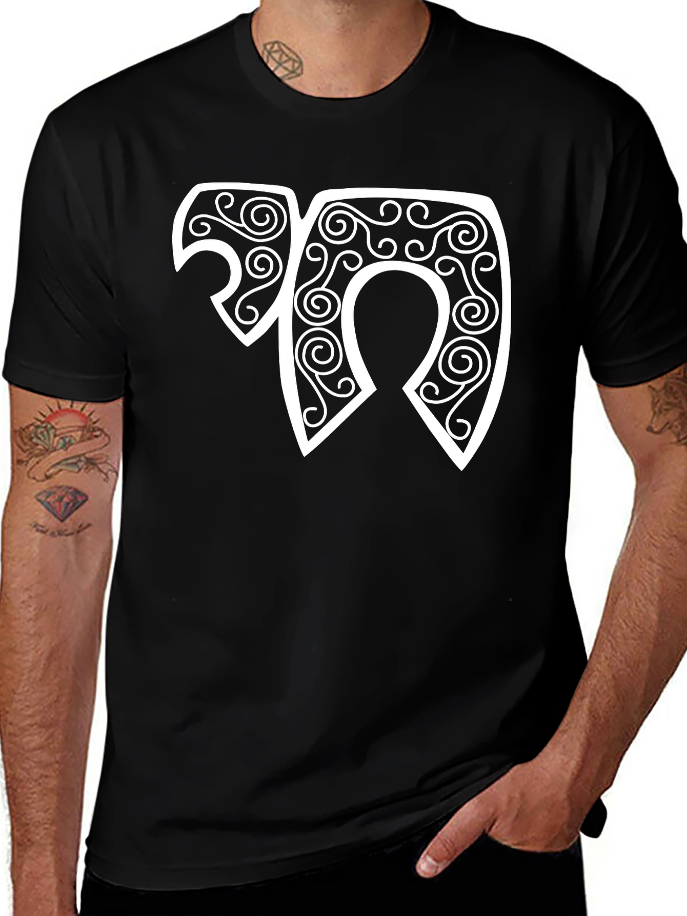 Variant 30 of Unique Swirl Design Black T-Shirt
