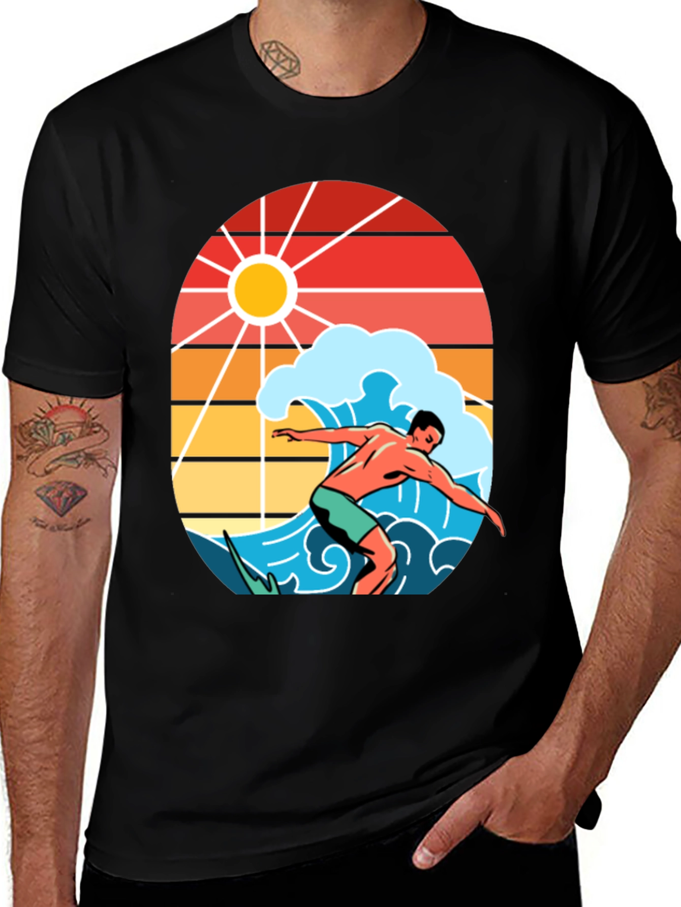 Variant 15 of Surfer Graphic Tee - Retro Wave Design T-Shirt