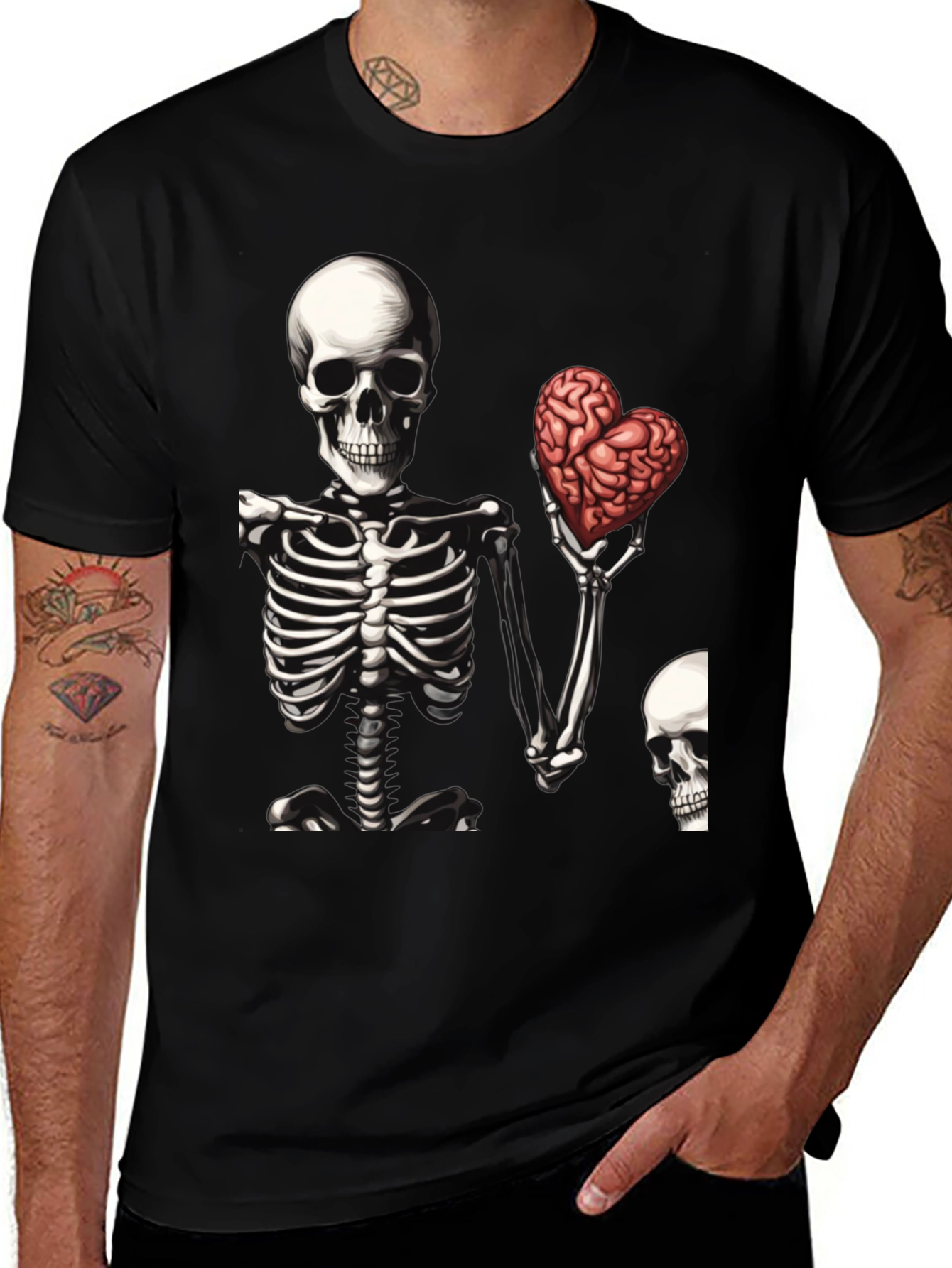 Variant 20 of Skeleton Heart Brain Graphic Tee