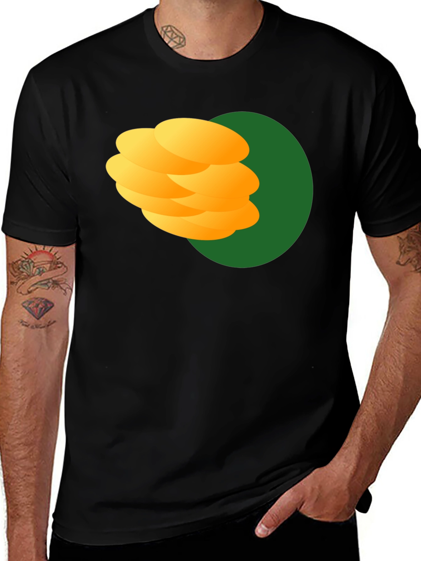Stack of Pancakes Graphic Black T-Shirt