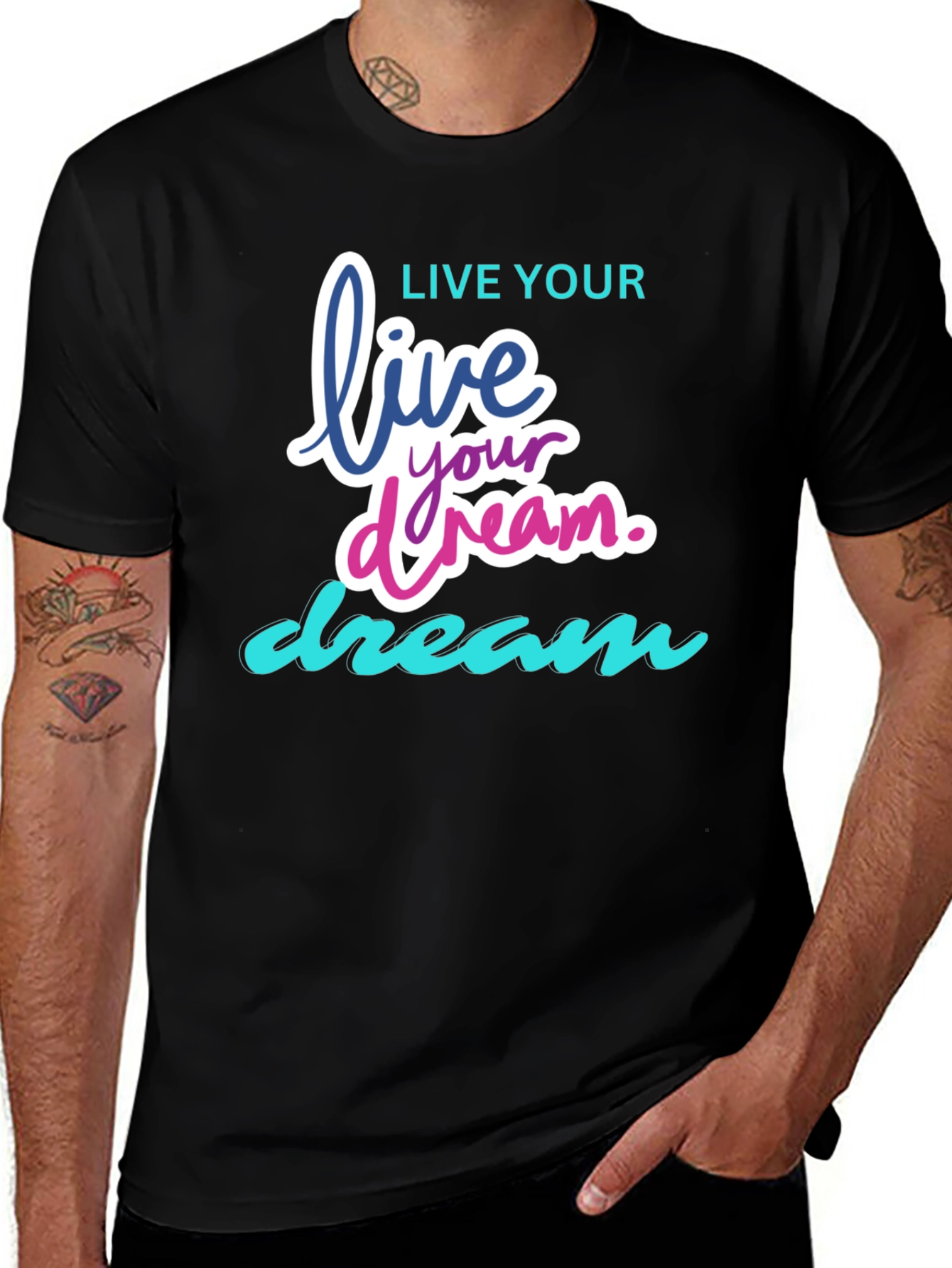 Variant 27 of Live Your Dream Graphic T-Shirt - Black
