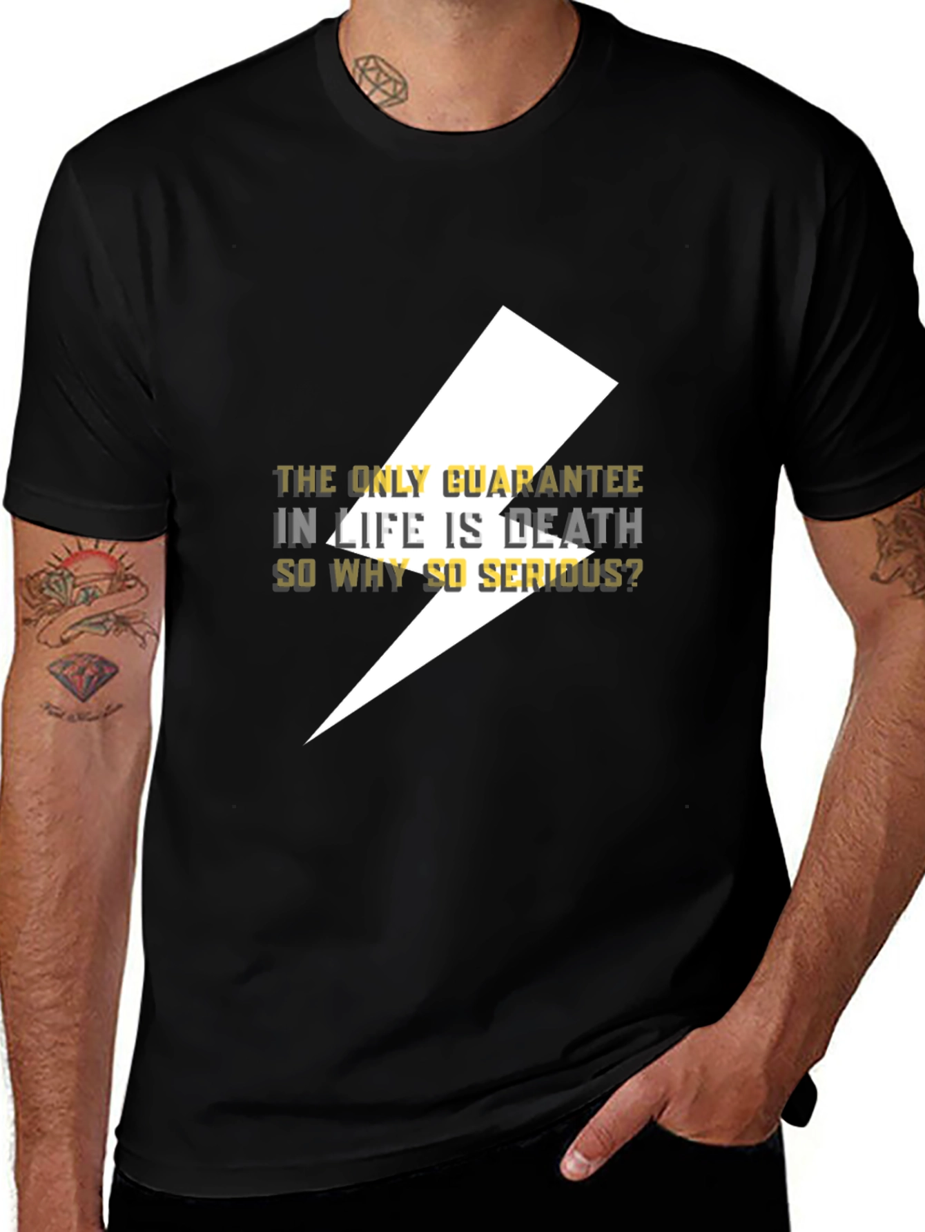 Variant 6 of Edgy Graphic Tee - "The Only Guarantee is Death" Black T-Shirt