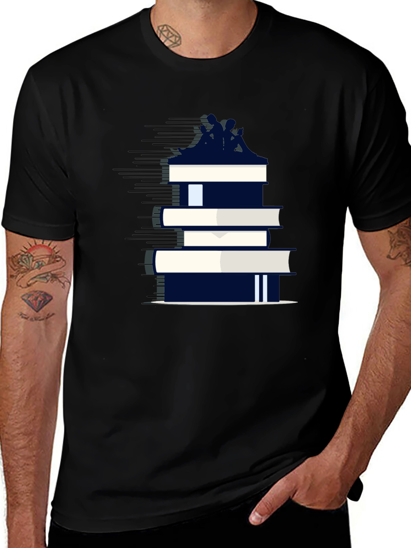 Variant 22 of Book Stack Tee - Literary Fashion