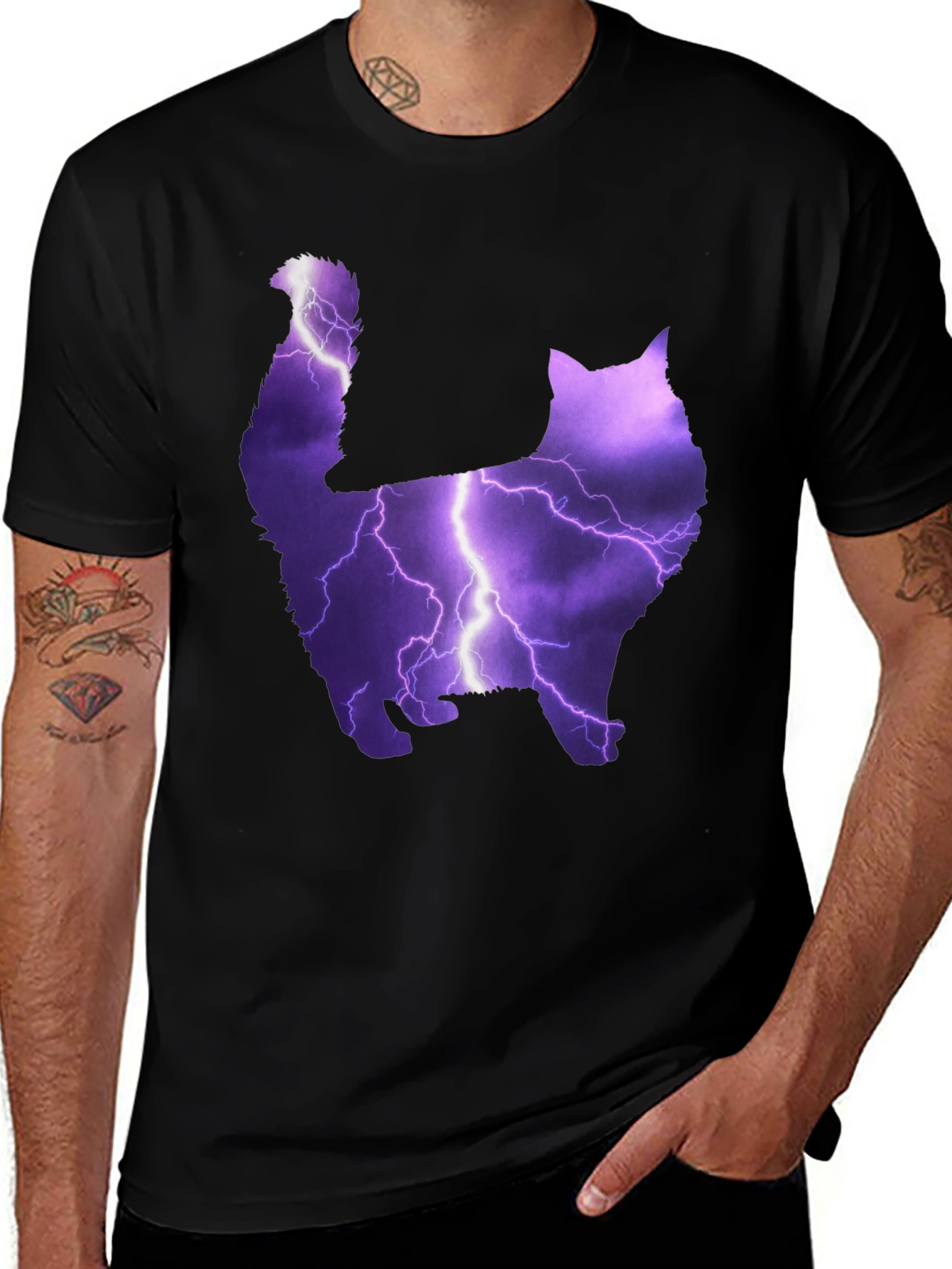 Variant 5 of Cat Lightning Bolt Graphic T-Shirt