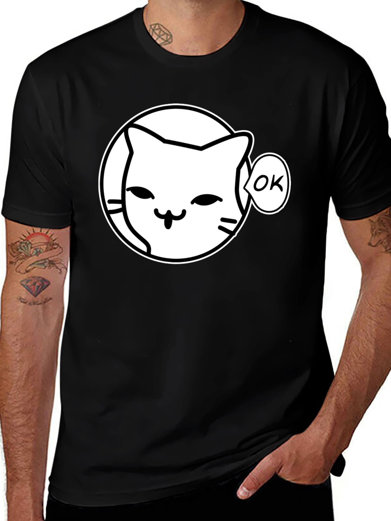 OK Cat Graphic Print T-Shirt