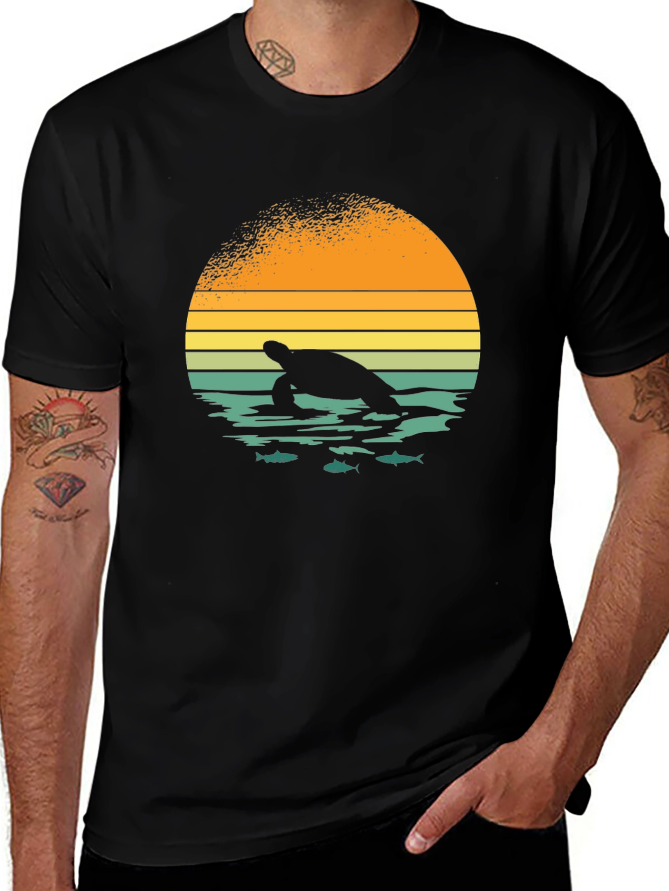 Variant 24 of Retro Turtle Sunset Graphic Tee