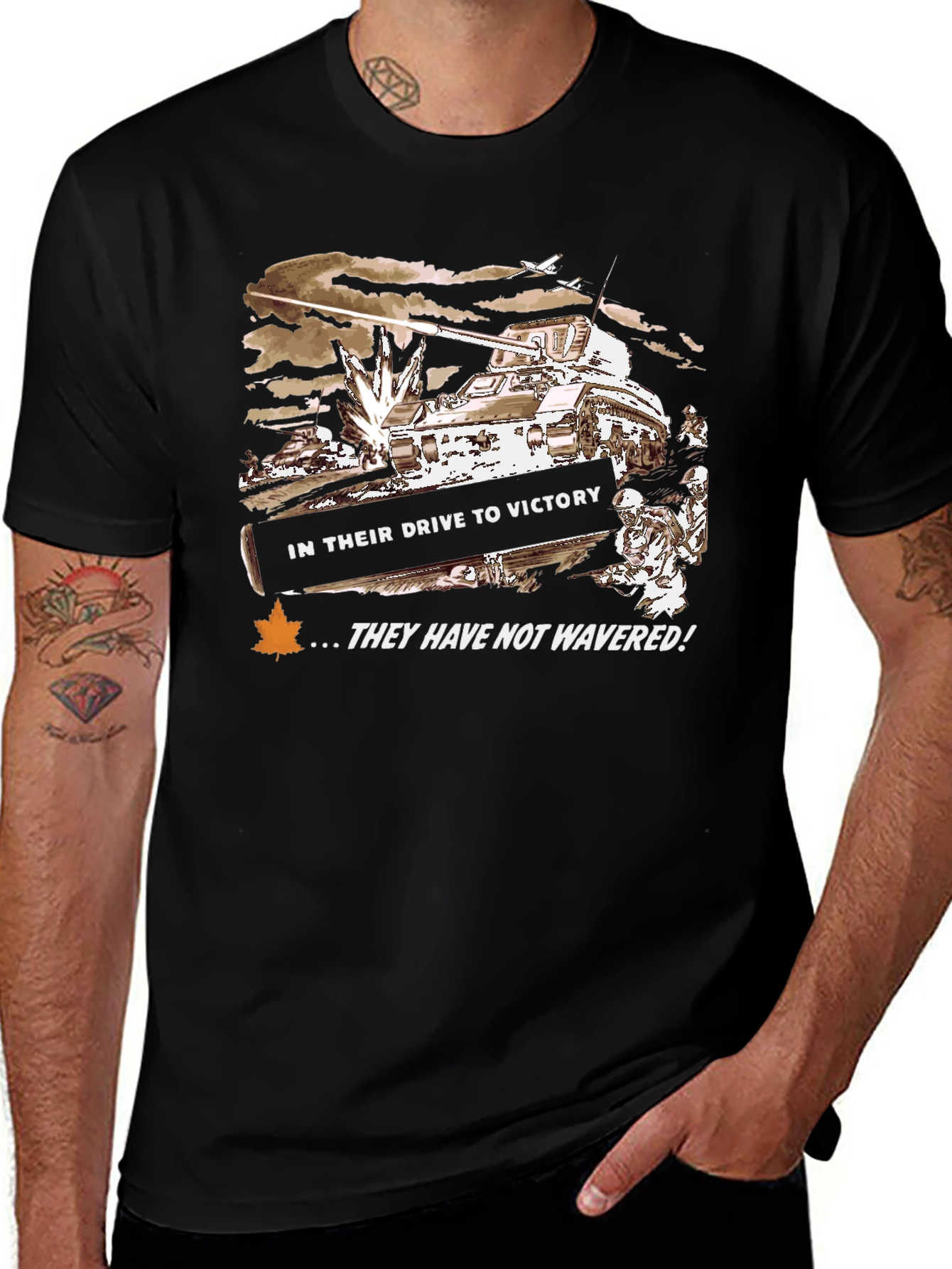 Variant 16 of Vintage WWII Tank T-Shirt - In Their Drive to Victory