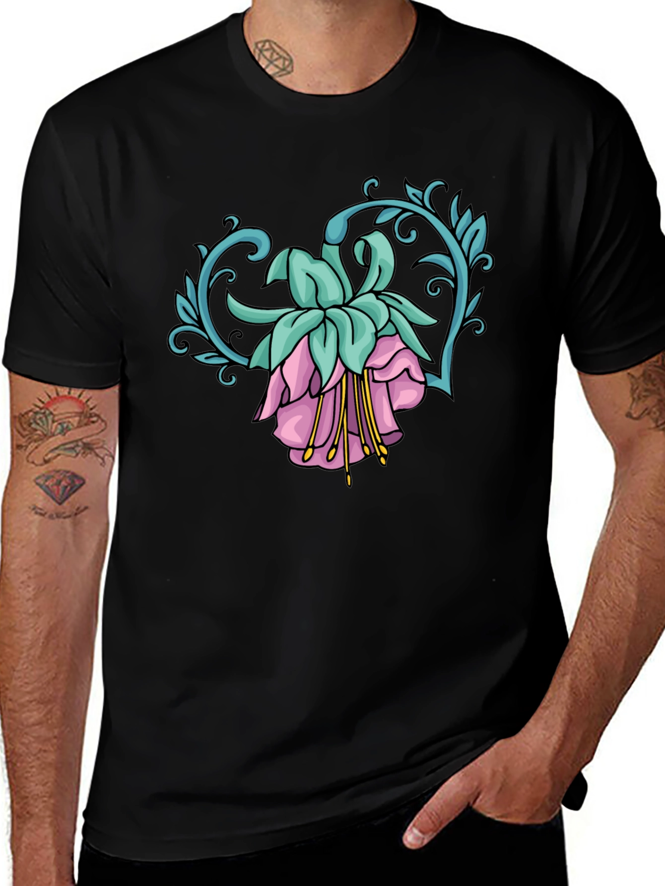 Variant 23 of Floral Heart Graphic T-Shirt