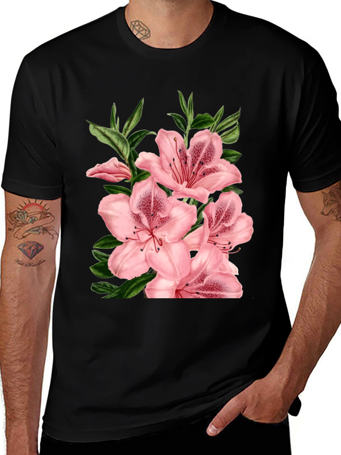 Variant 21 of Floral Print Black T-Shirt