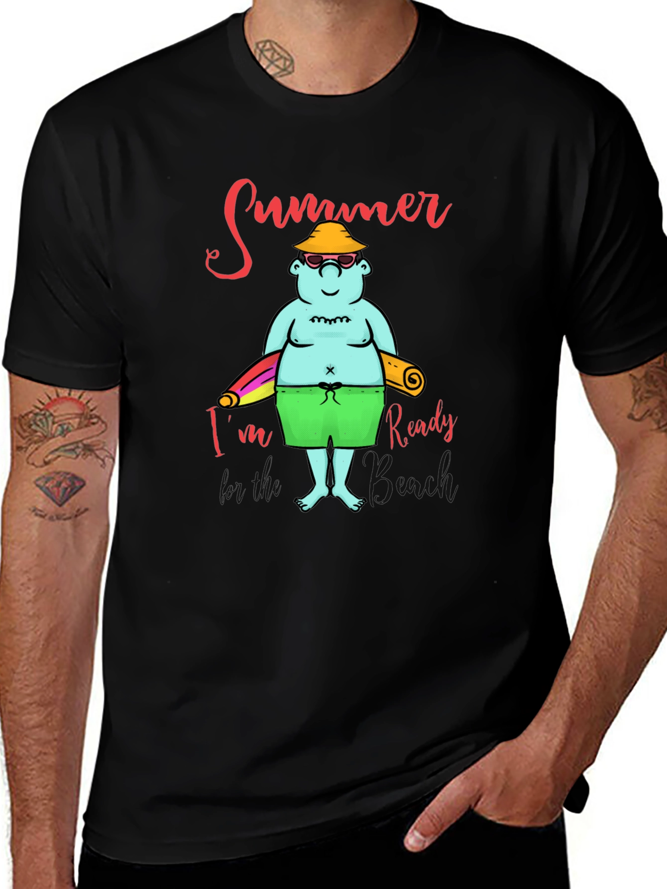 Variant 22 of Summer Ready Cartoon T-Shirt - Black Cotton Blend Tee
