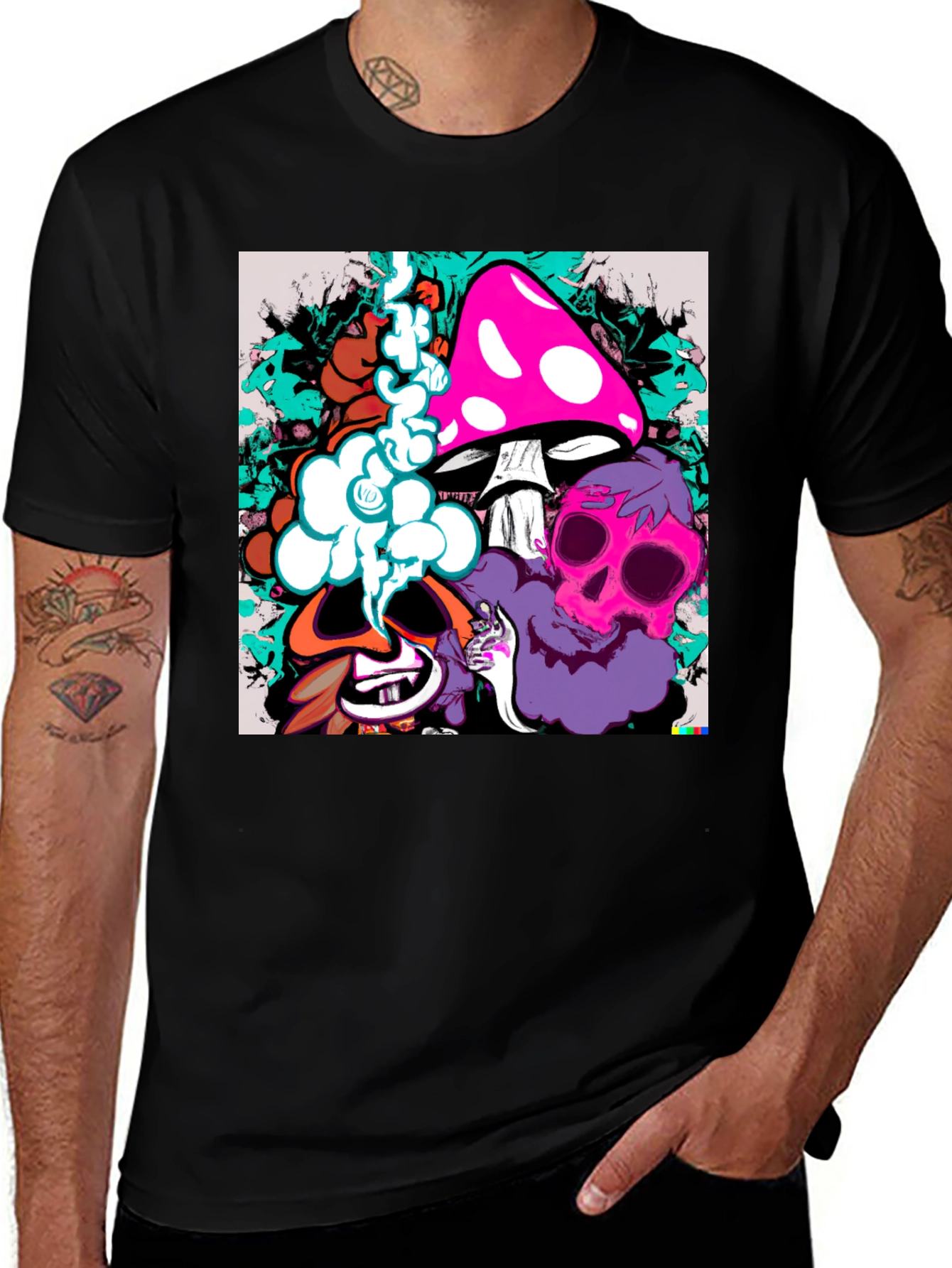 Variant 4 of Funky Mushroom Skull Tee