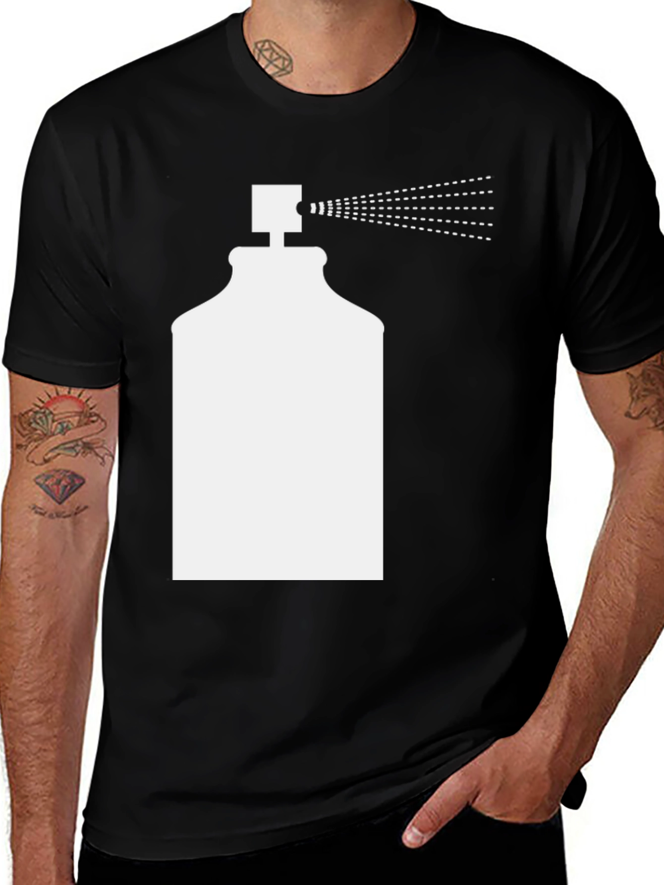 Variant 17 of Spray Paint Graphic T-Shirt - Black Cotton Tee