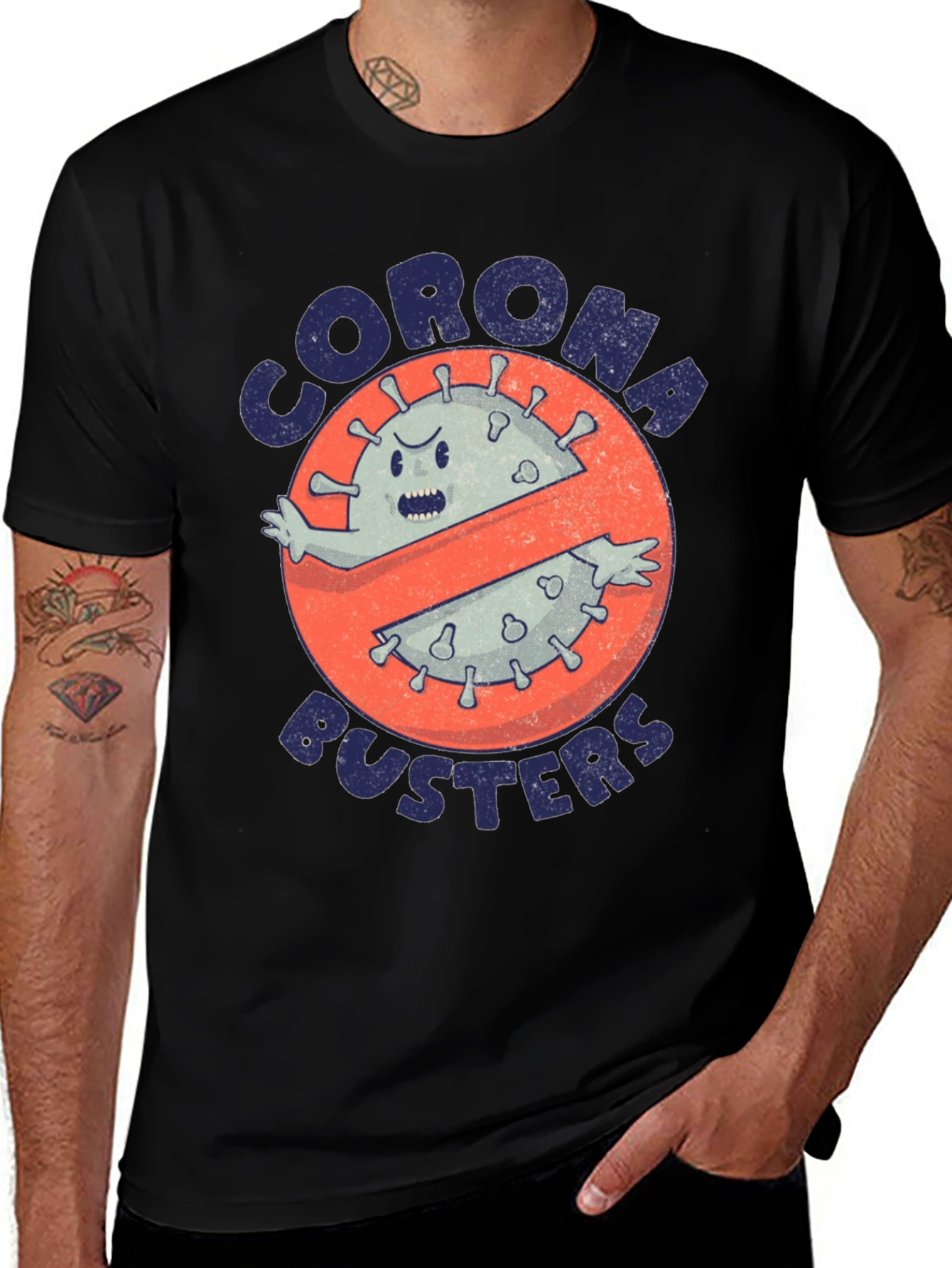 Variant 20 of Corona Busters Graphic Tee - Black T-Shirt
